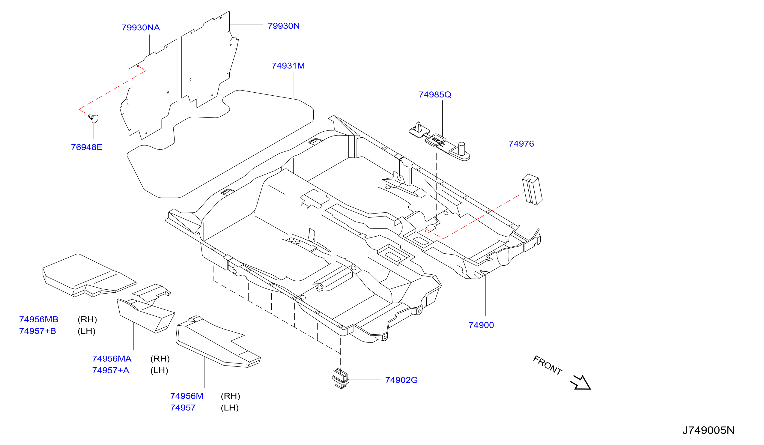 Diagram FLOOR TRIMMING for your 2009 INFINITI QX50  Base 