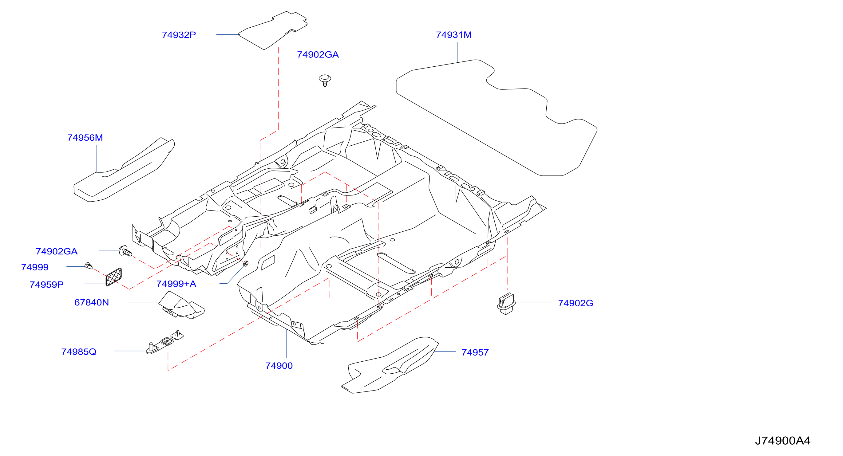 Diagram FLOOR TRIMMING for your 2009 INFINITI QX50  Base 