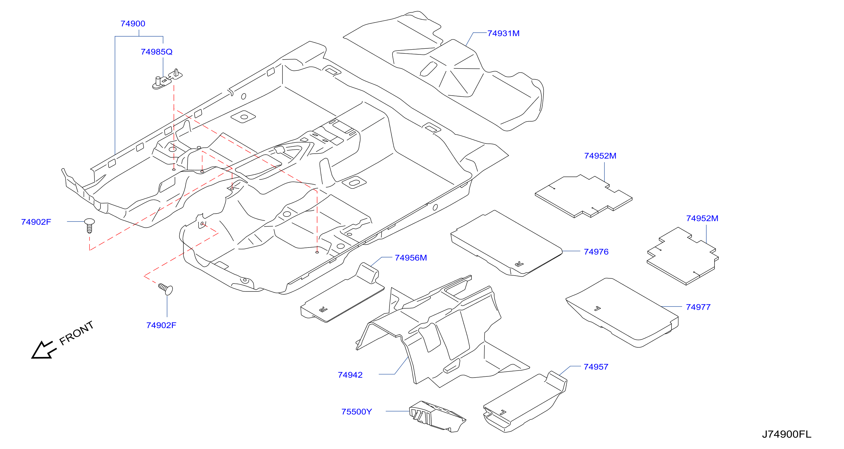 Diagram FLOOR TRIMMING for your 2009 INFINITI EX35   