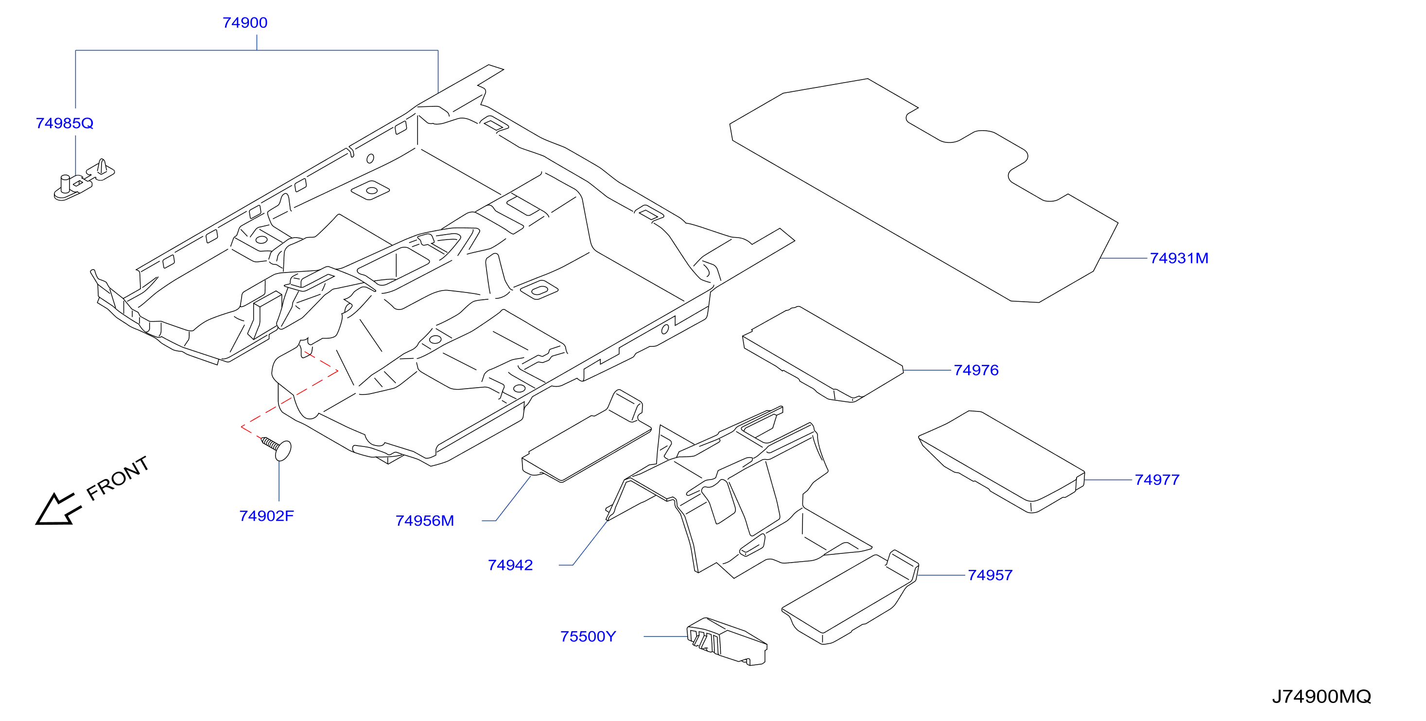 Diagram FLOOR TRIMMING for your 2009 INFINITI EX35   