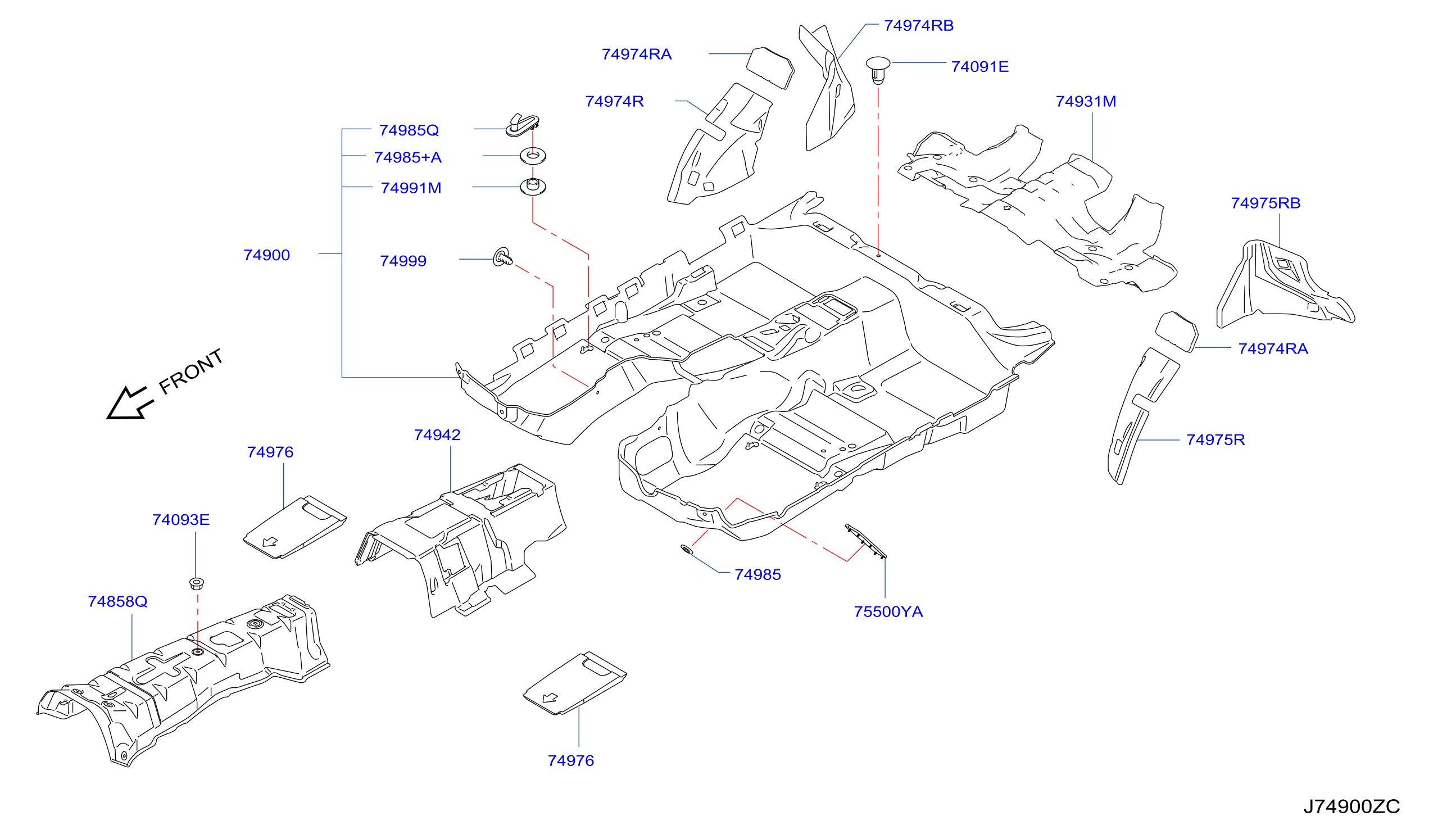 Diagram FLOOR TRIMMING for your 2004 INFINITI FX45   