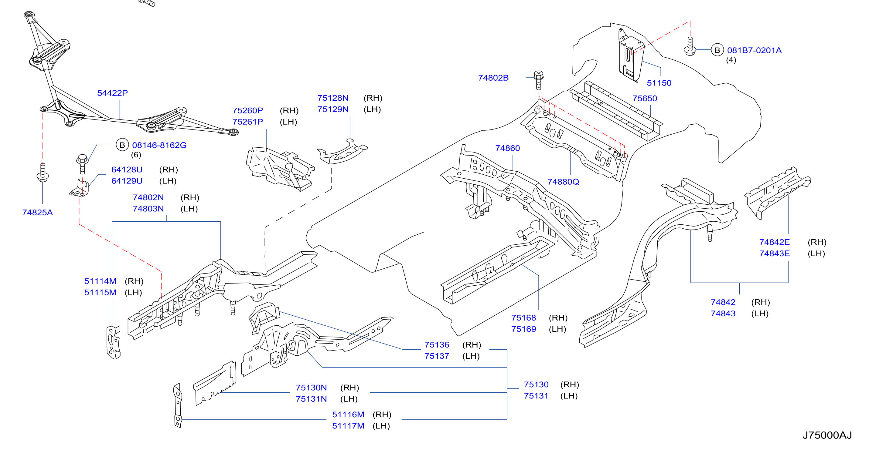 Diagram MEMBER & FITTING for your 2004 INFINITI M45   