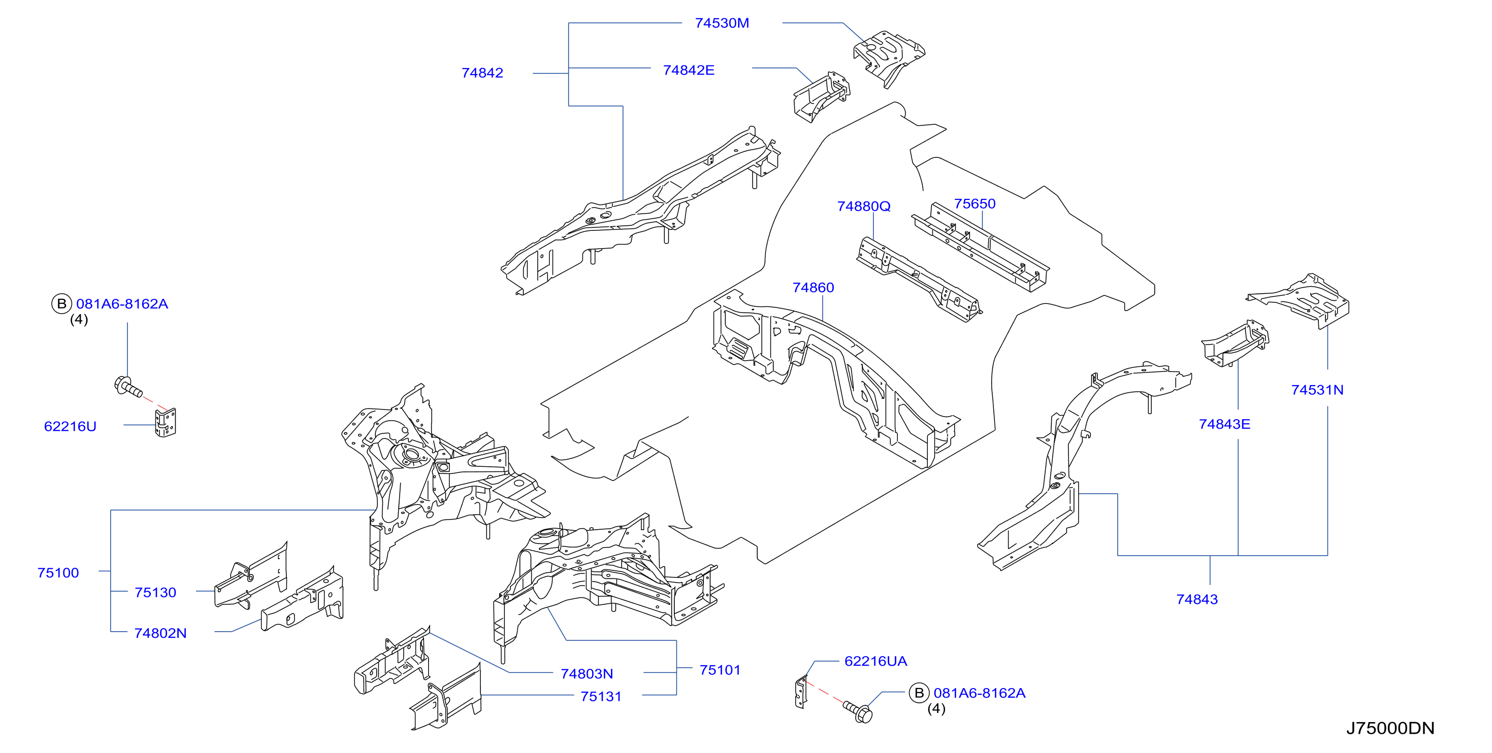 Diagram MEMBER & FITTING for your 2020 Nissan GT-R COUPE GT-R NISMO  