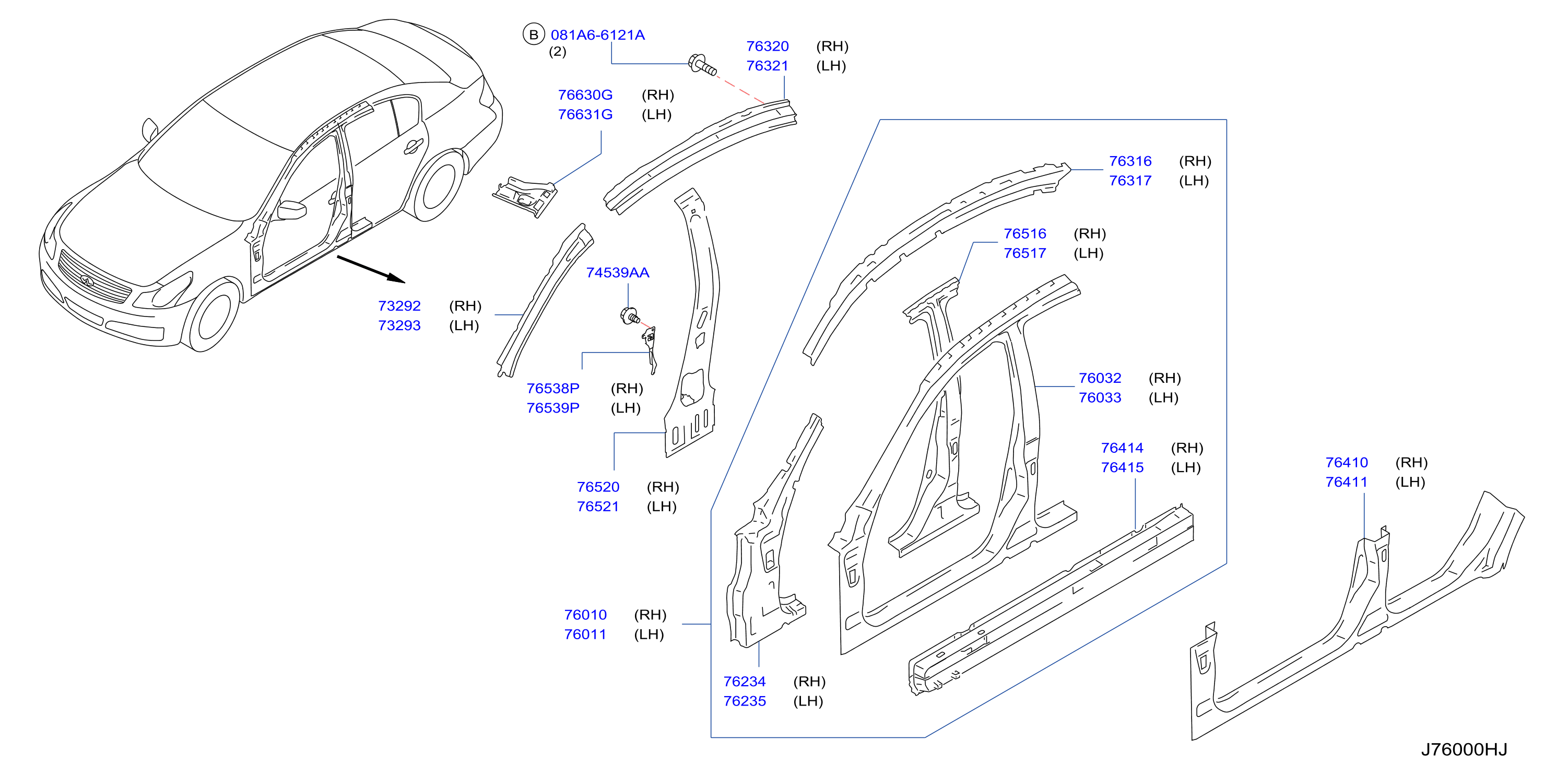 Diagram BODY SIDE PANEL for your INFINITI G25  