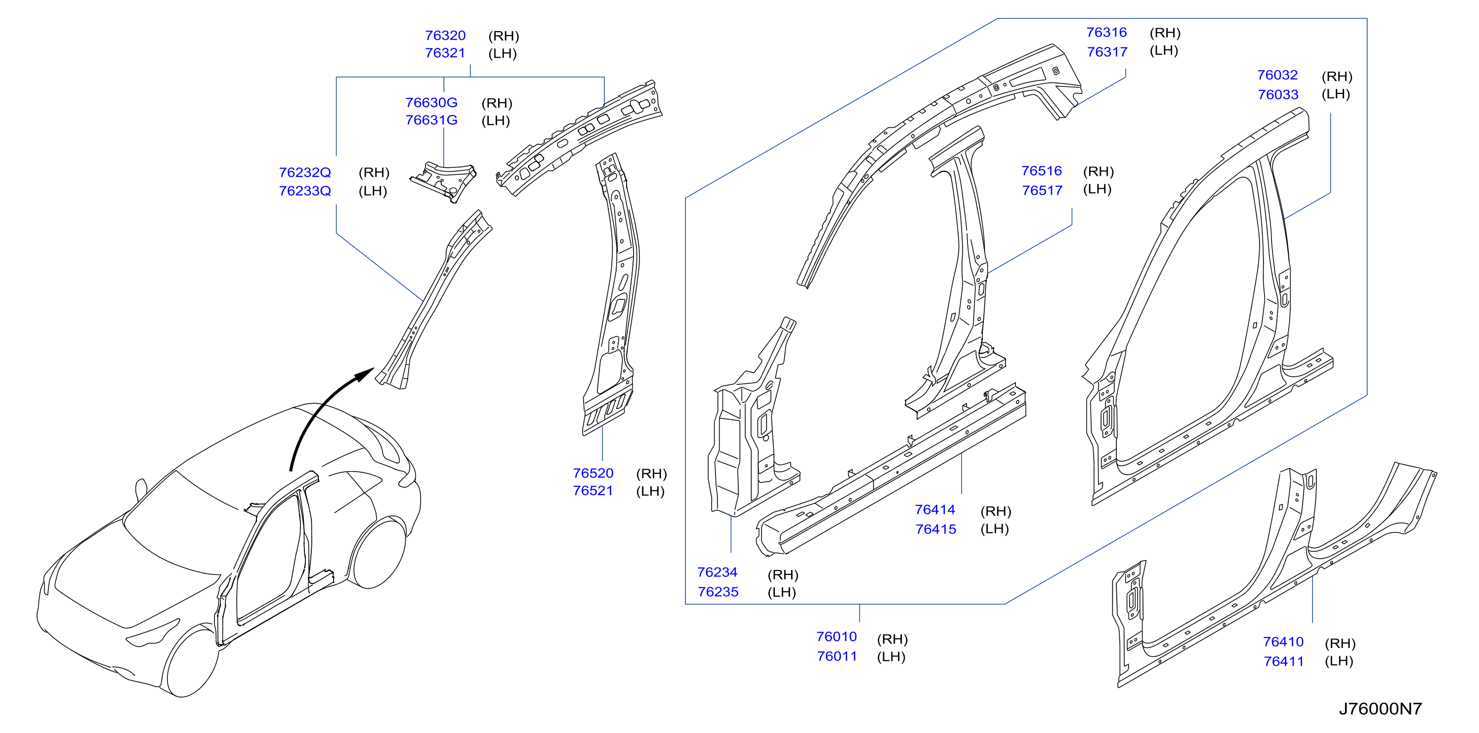 Diagram BODY SIDE PANEL for your 2017 INFINITI QX50   