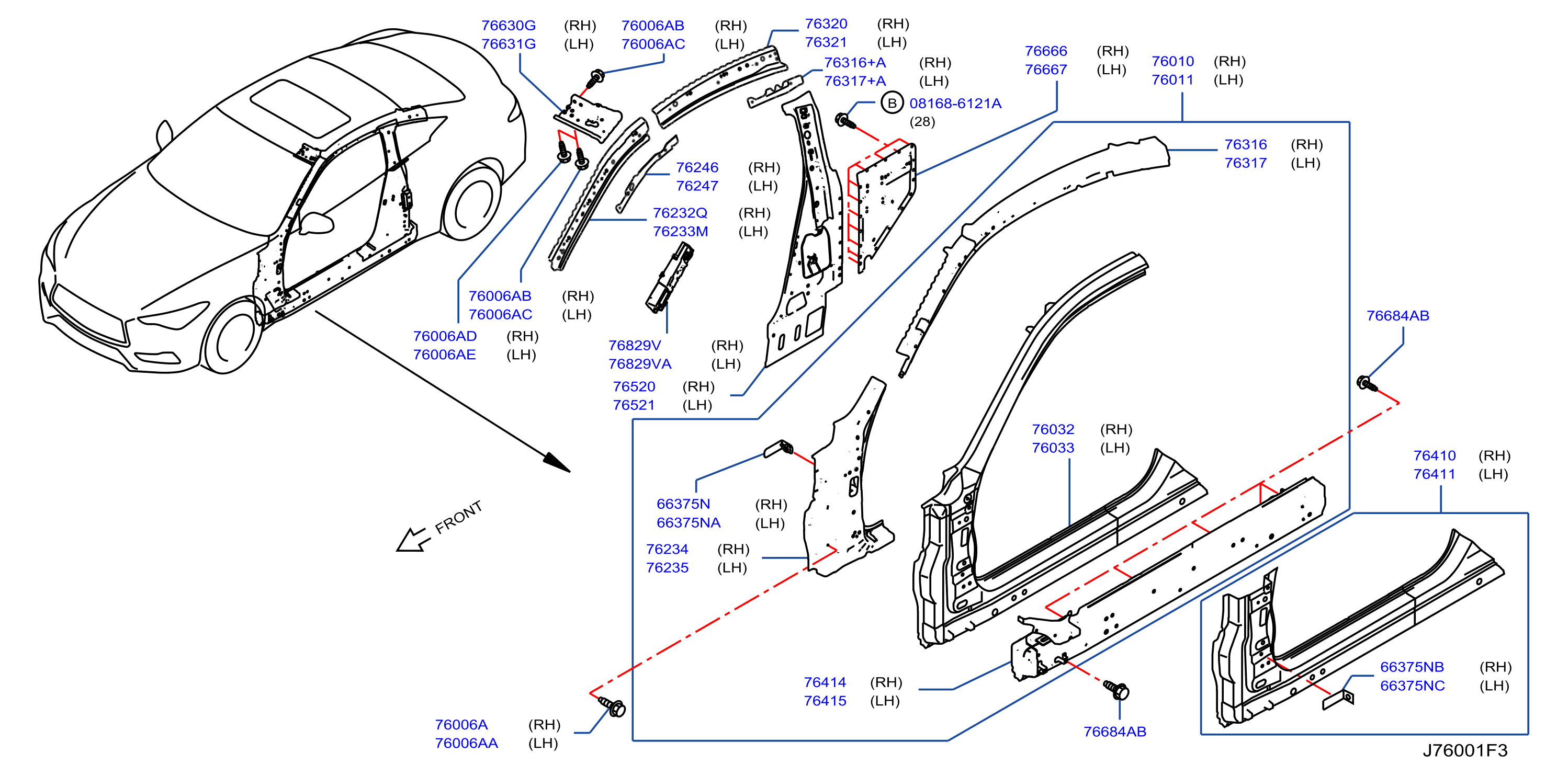 Diagram BODY SIDE PANEL for your 2014 INFINITI QX50   