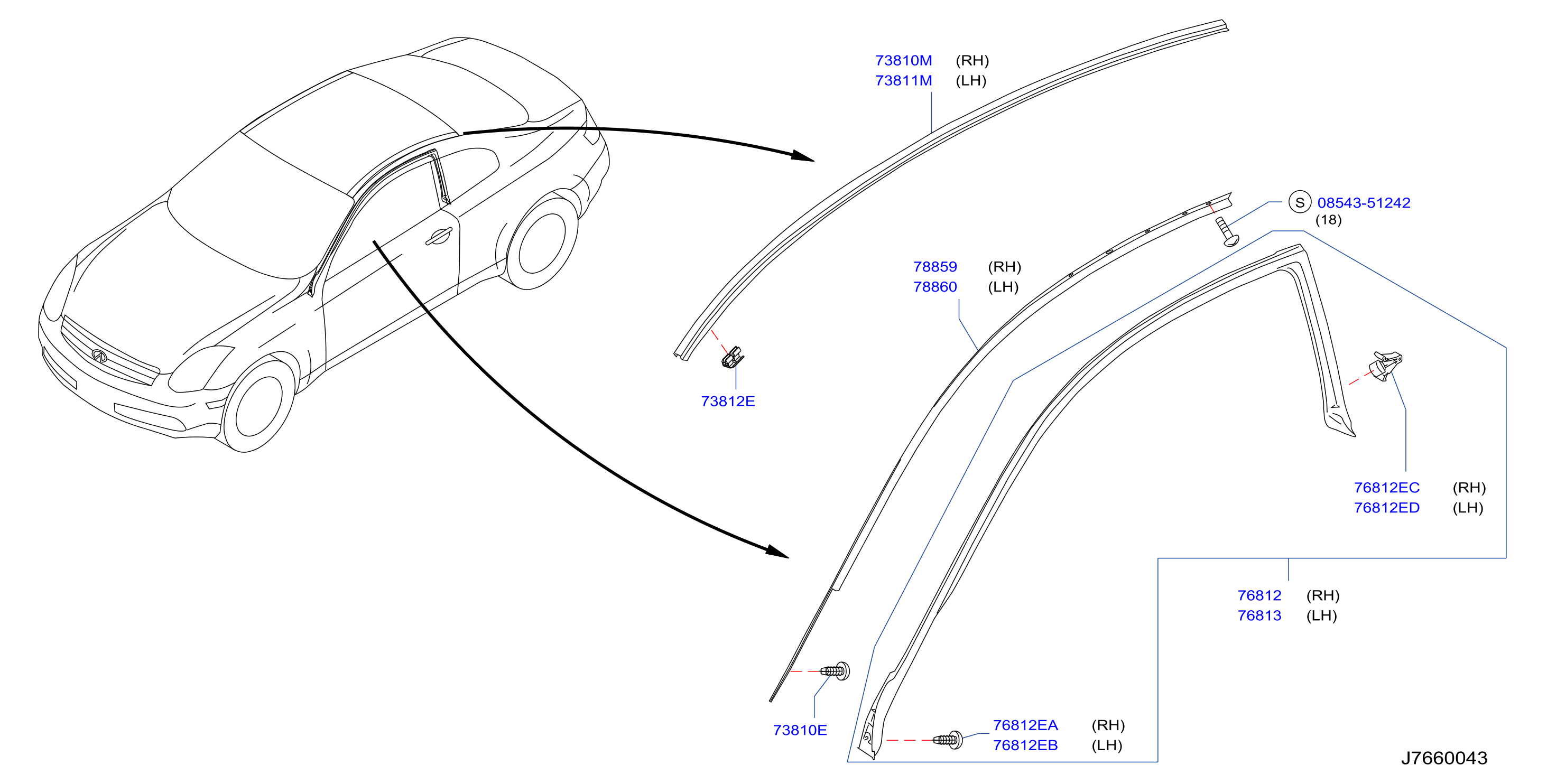 Diagram BODY SIDE MOULDING for your 2007 INFINITI G35 3.5L V6 AT 2WD  