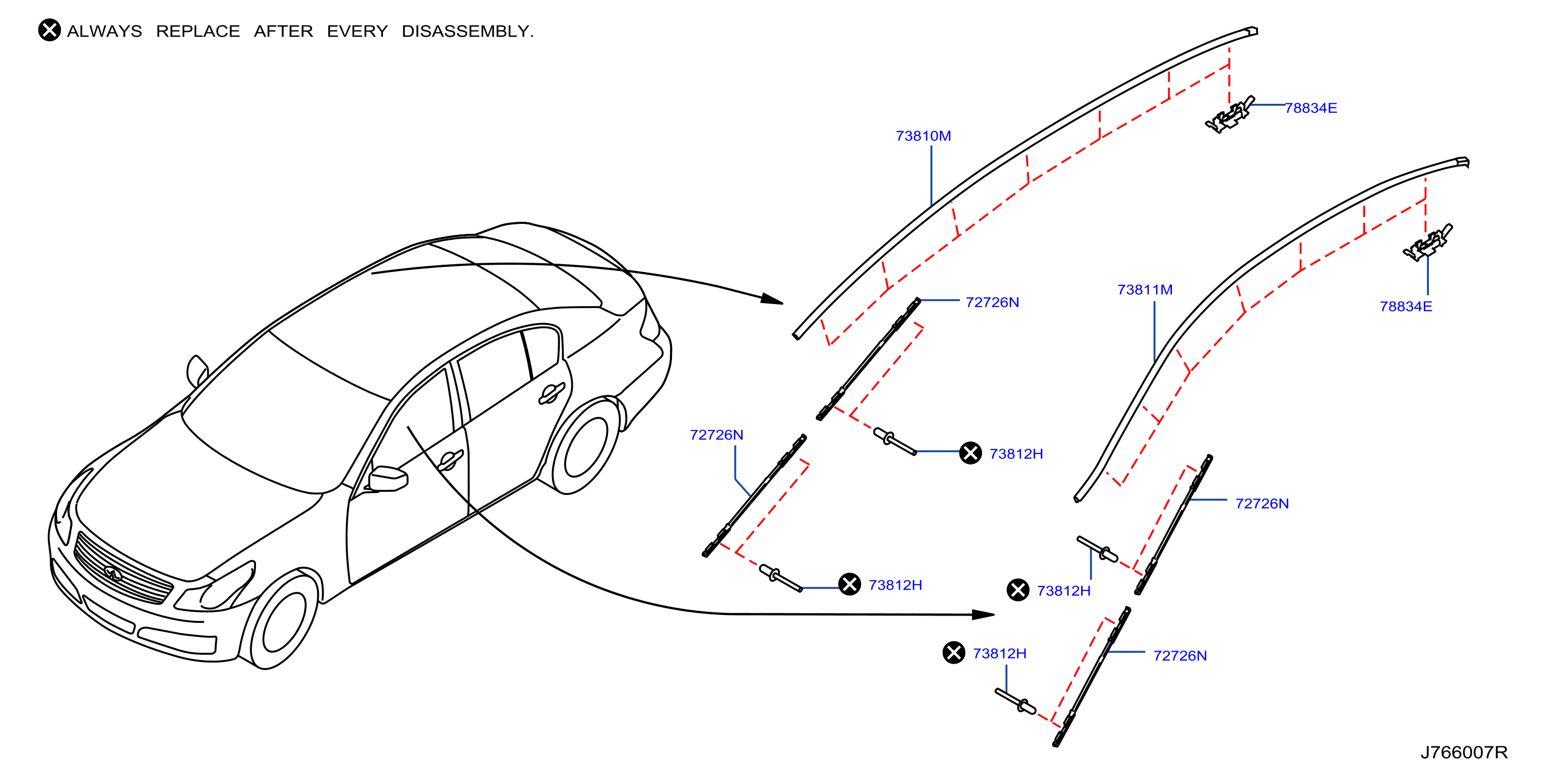 Diagram BODY SIDE MOULDING for your 1996 INFINITI G20   