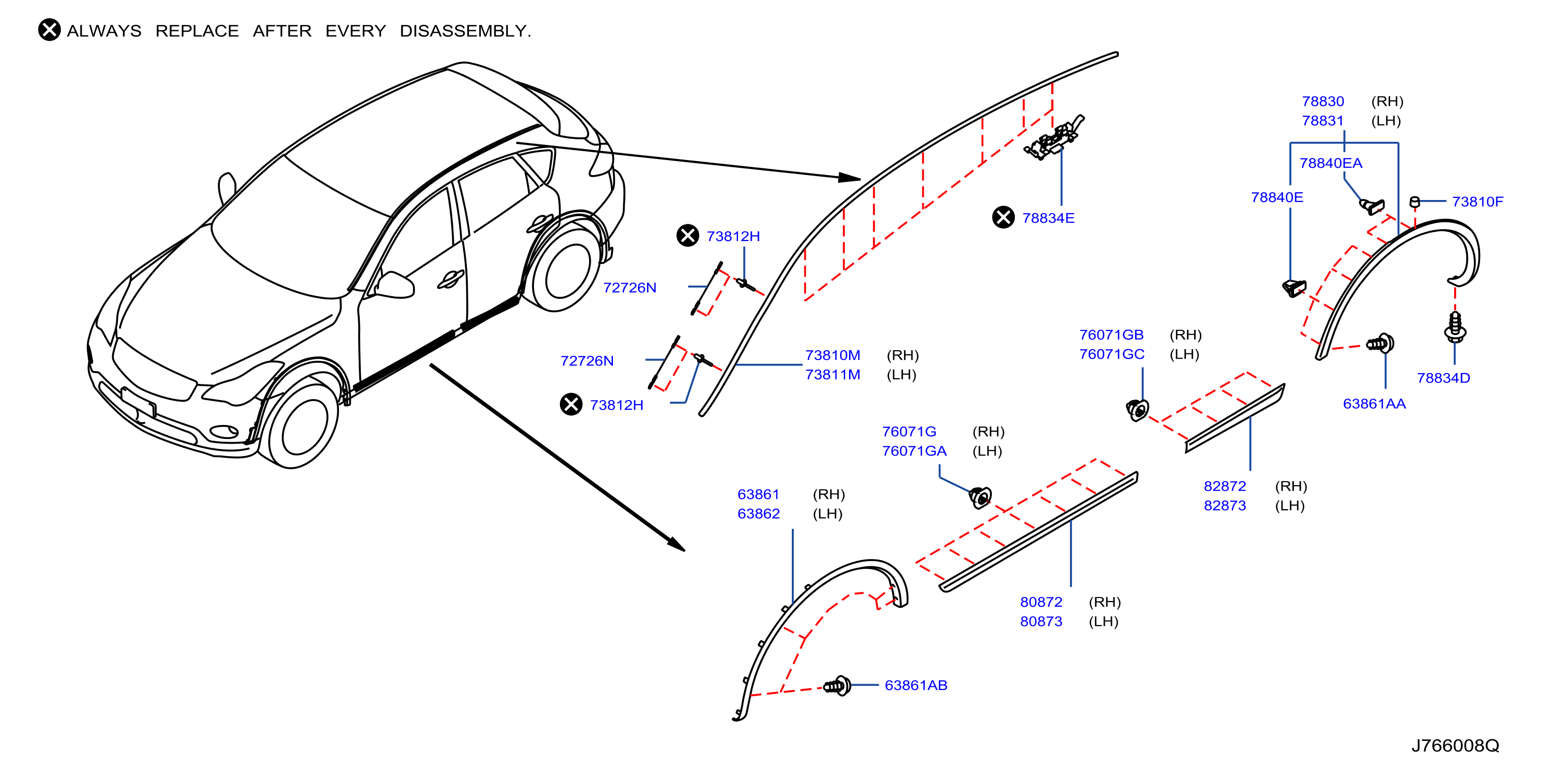 Diagram BODY SIDE MOULDING for your 2010 INFINITI QX56   