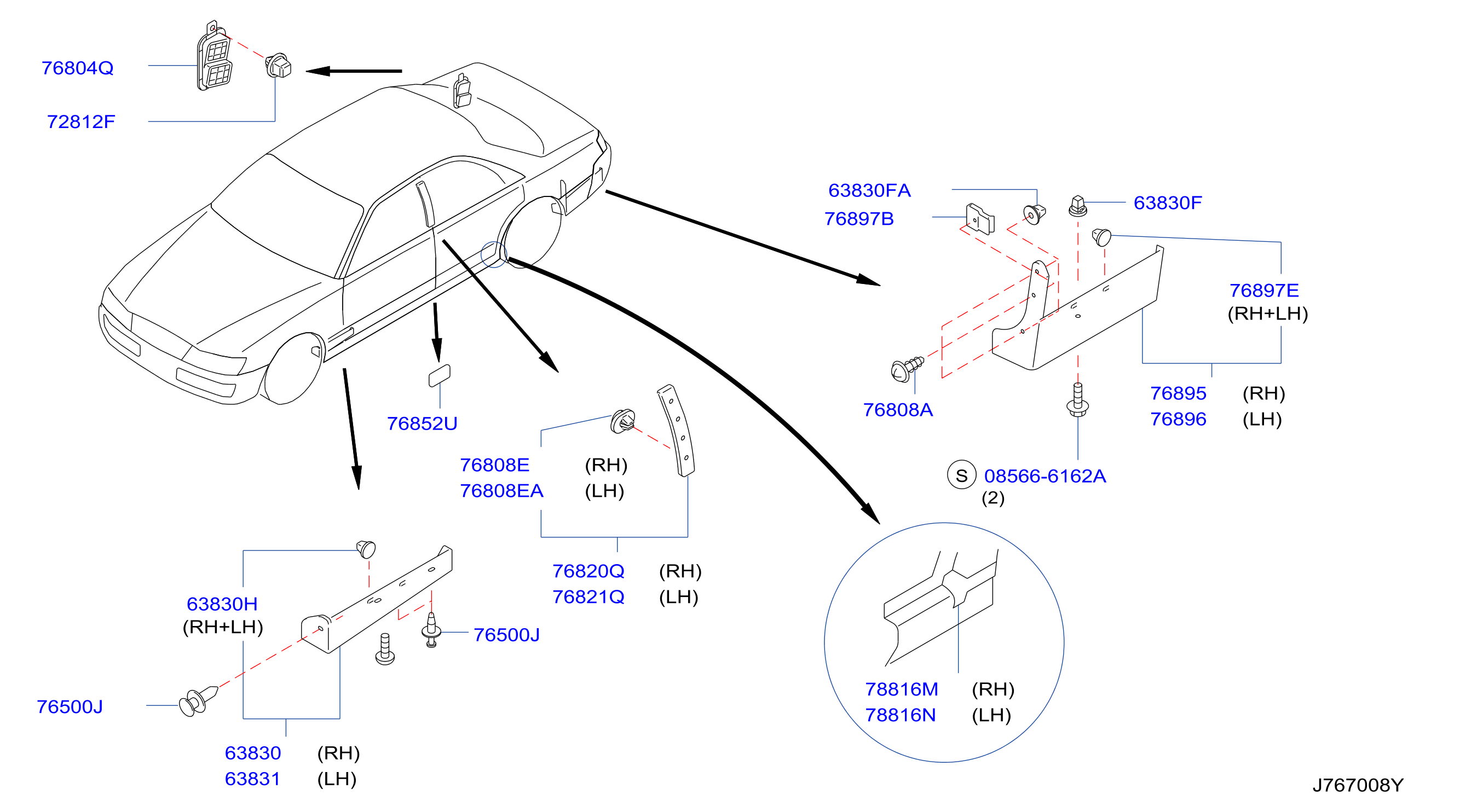 Diagram PARTES FIJACIÓN LATERALES CARROCERÍA for your INFINITI