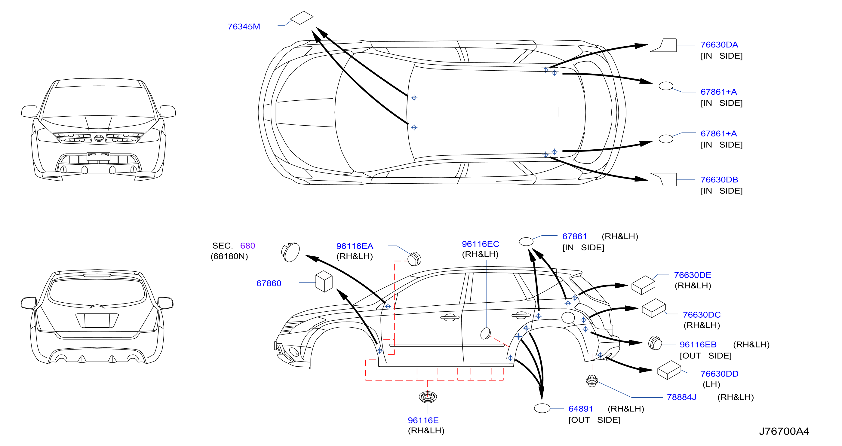 Diagram BODY SIDE FITTING for your Nissan Murano  