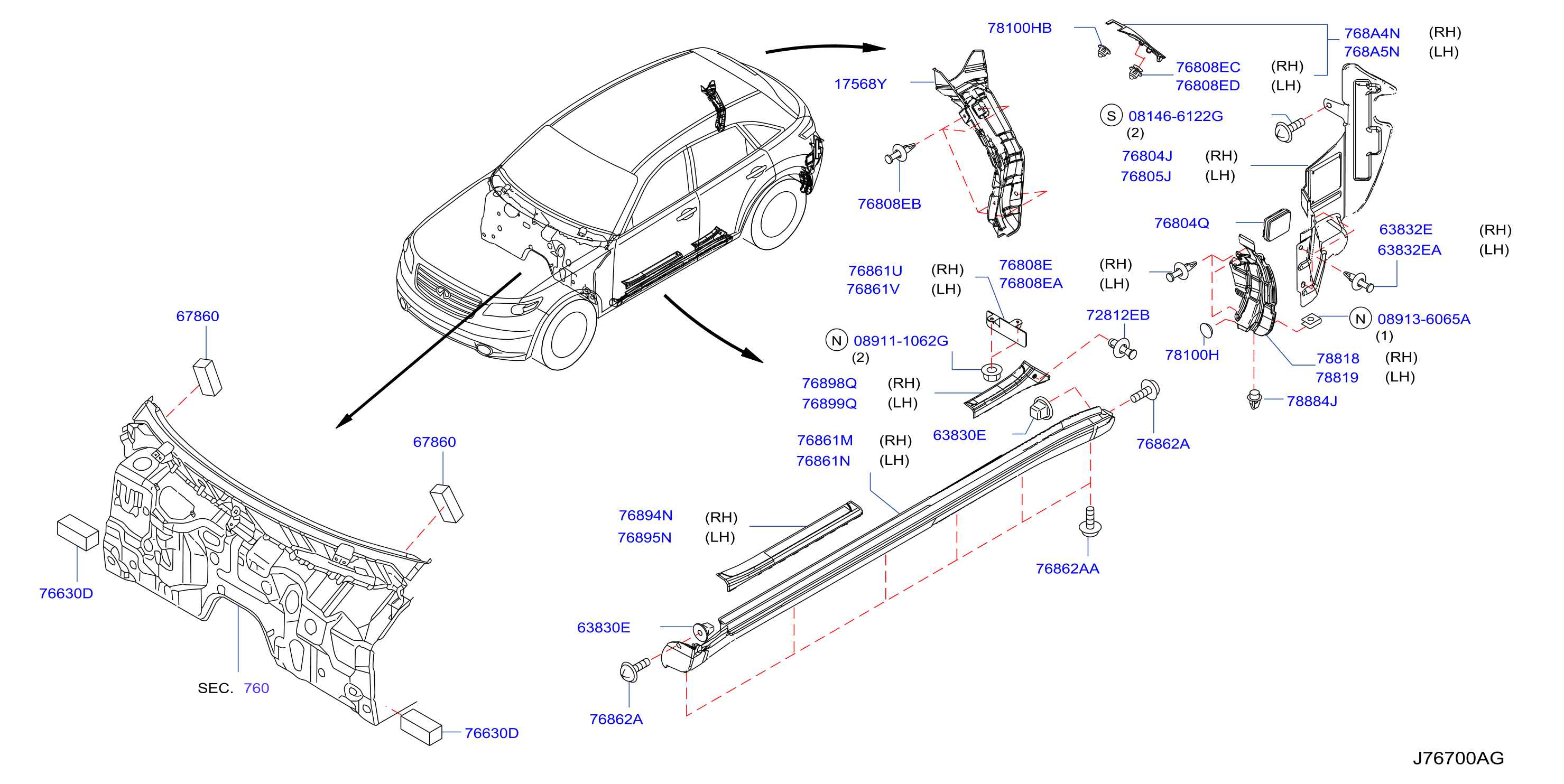 Diagram BODY SIDE FITTING for your INFINITI