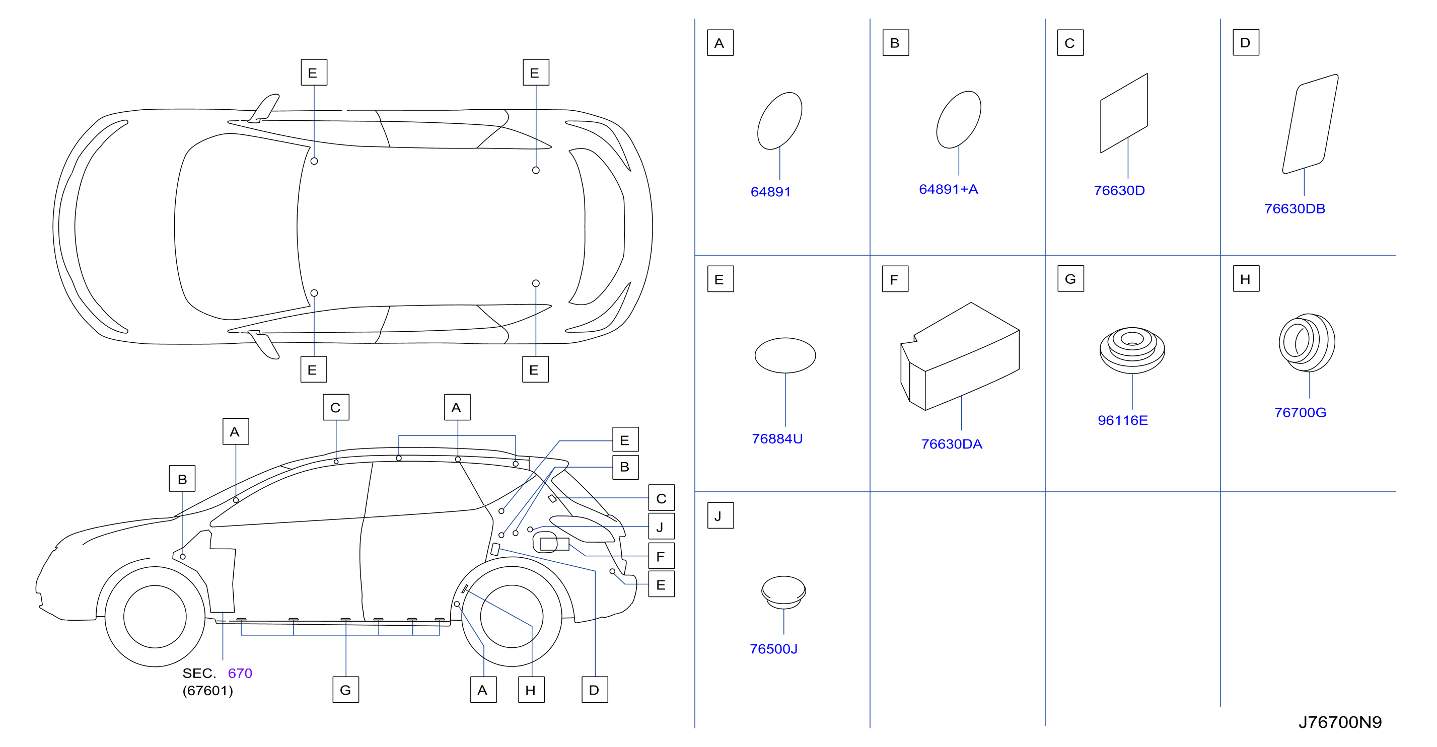 Diagram BODY SIDE FITTING for your Nissan Murano  