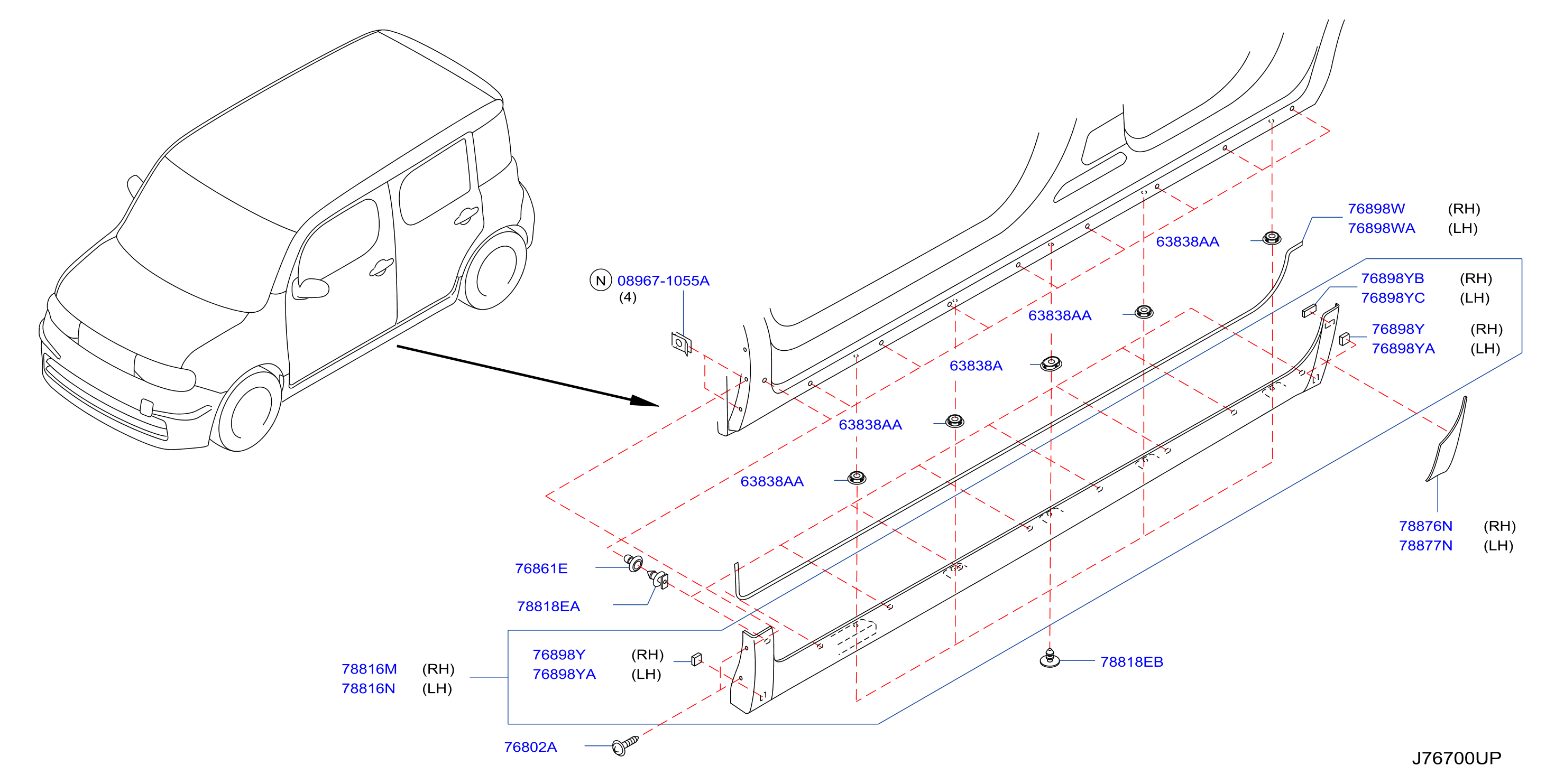 Diagram BODY SIDE FITTING for your Nissan