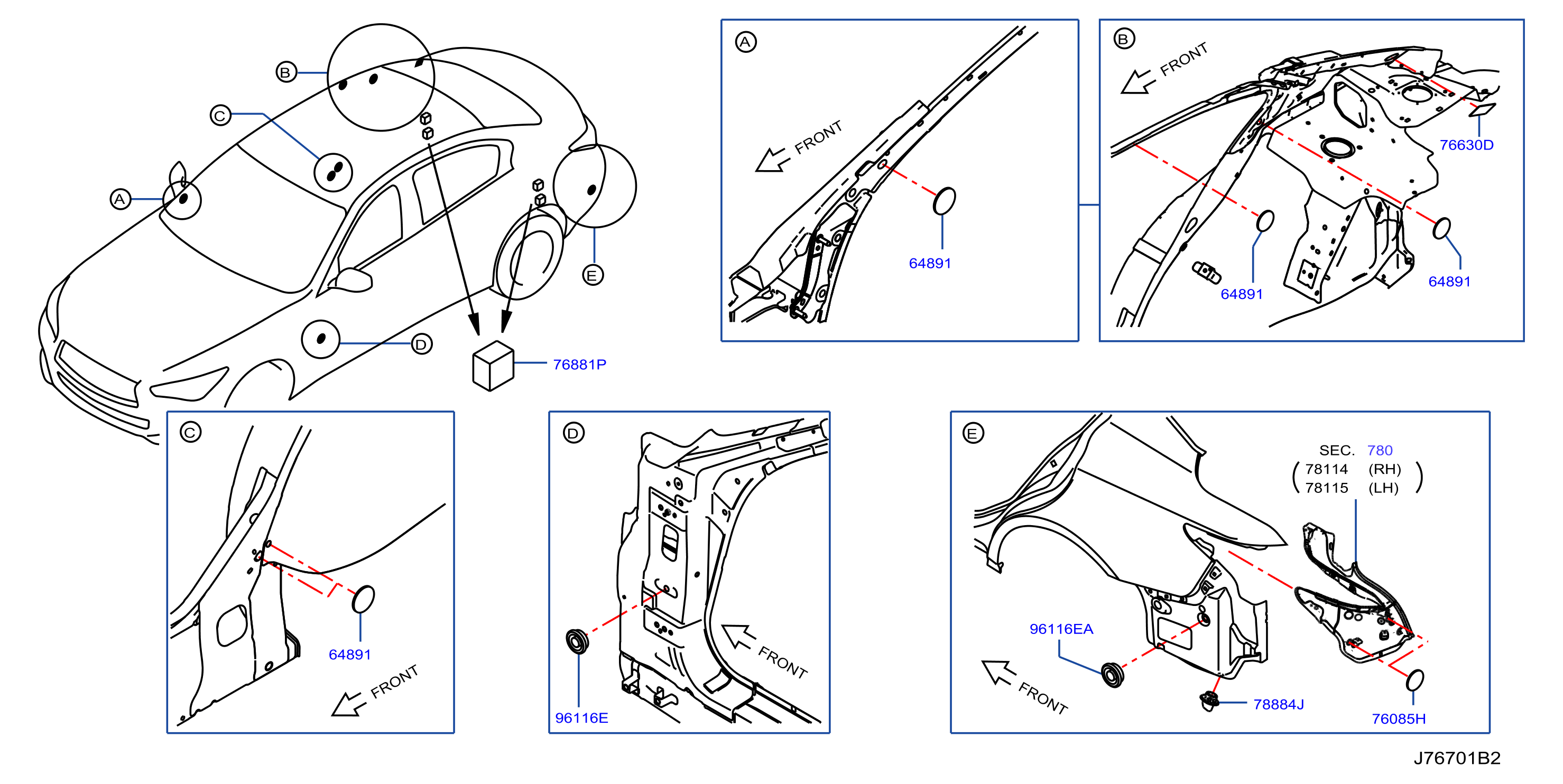 Diagram BODY SIDE FITTING for your 2012 INFINITI EX35   