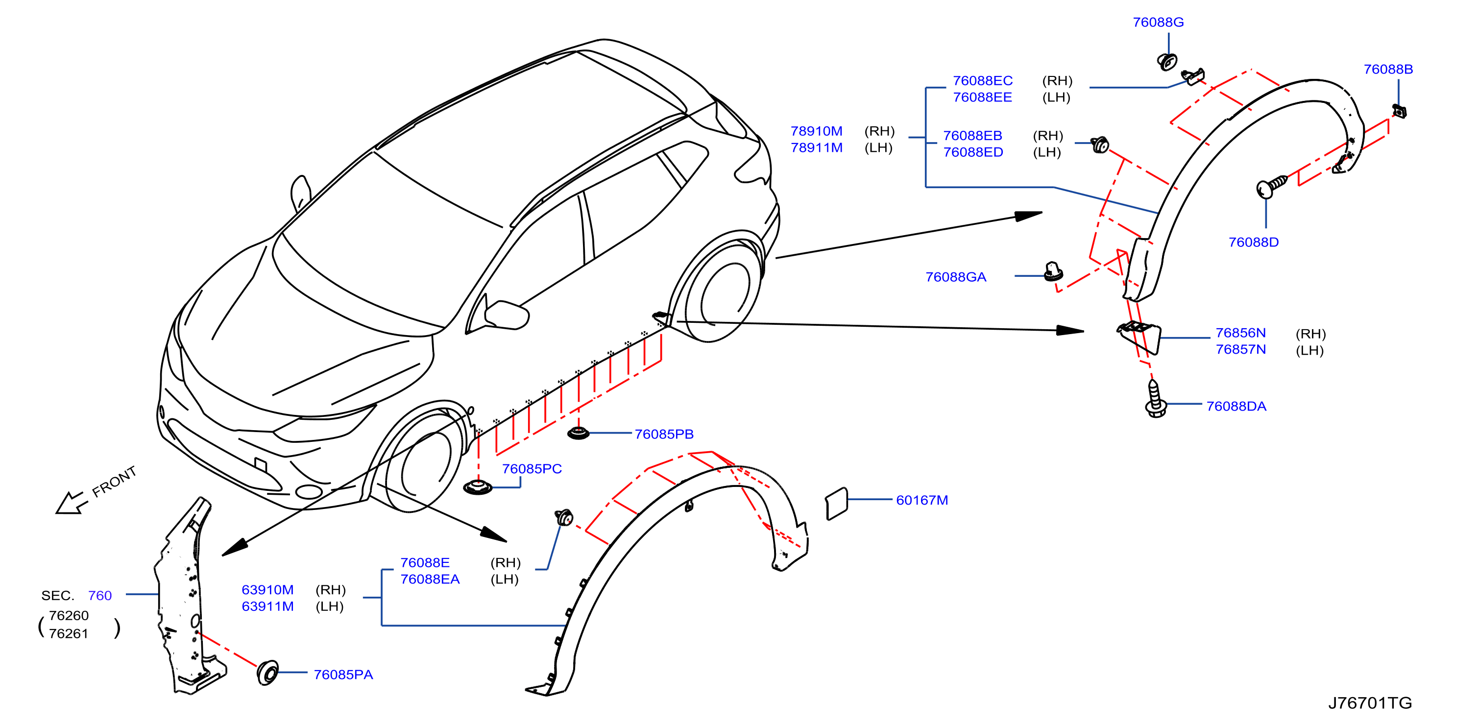 2021 Nissan Rogue Sport Wheel Arch Molding (Right, Rear) - 93828