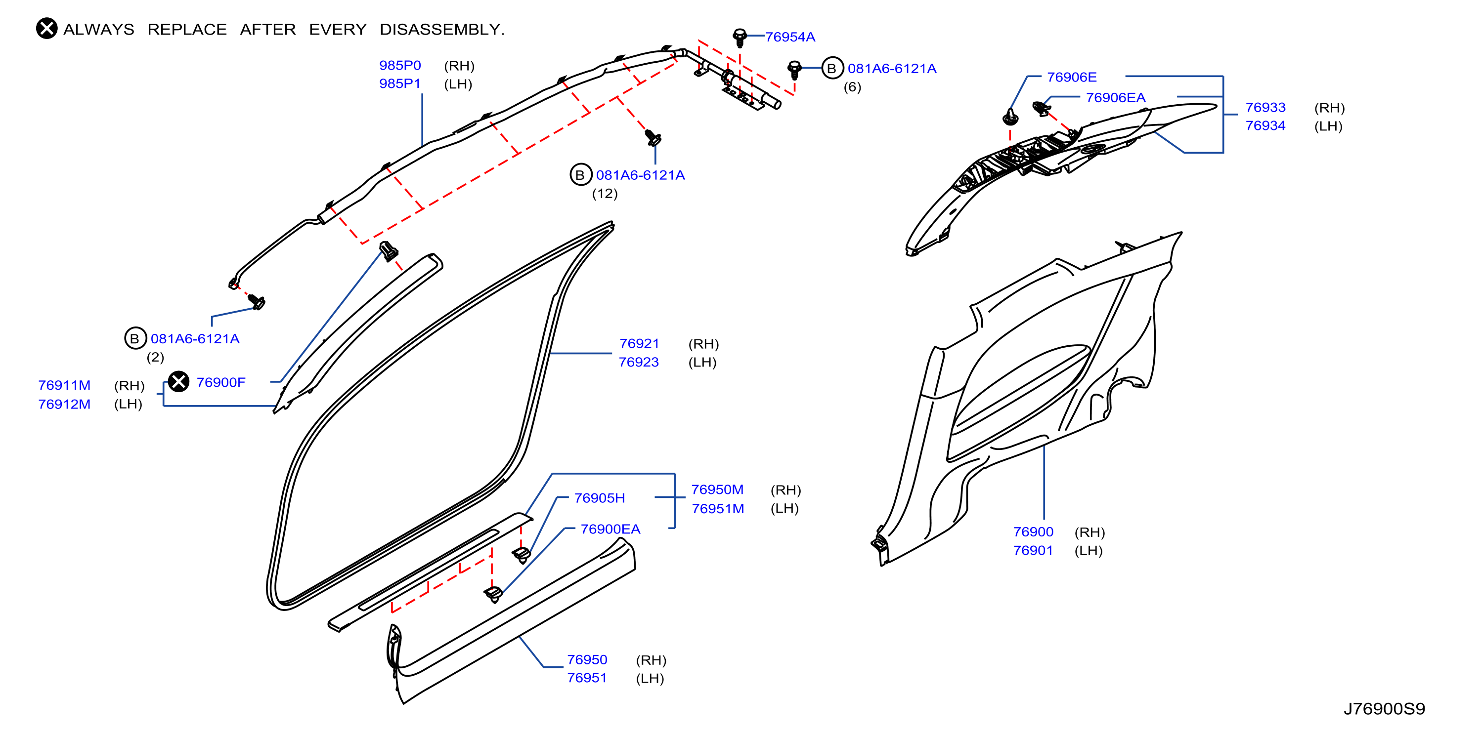 Diagram BODY SIDE TRIMMING for your 2013 INFINITI G37  Convertible JOURNEY 