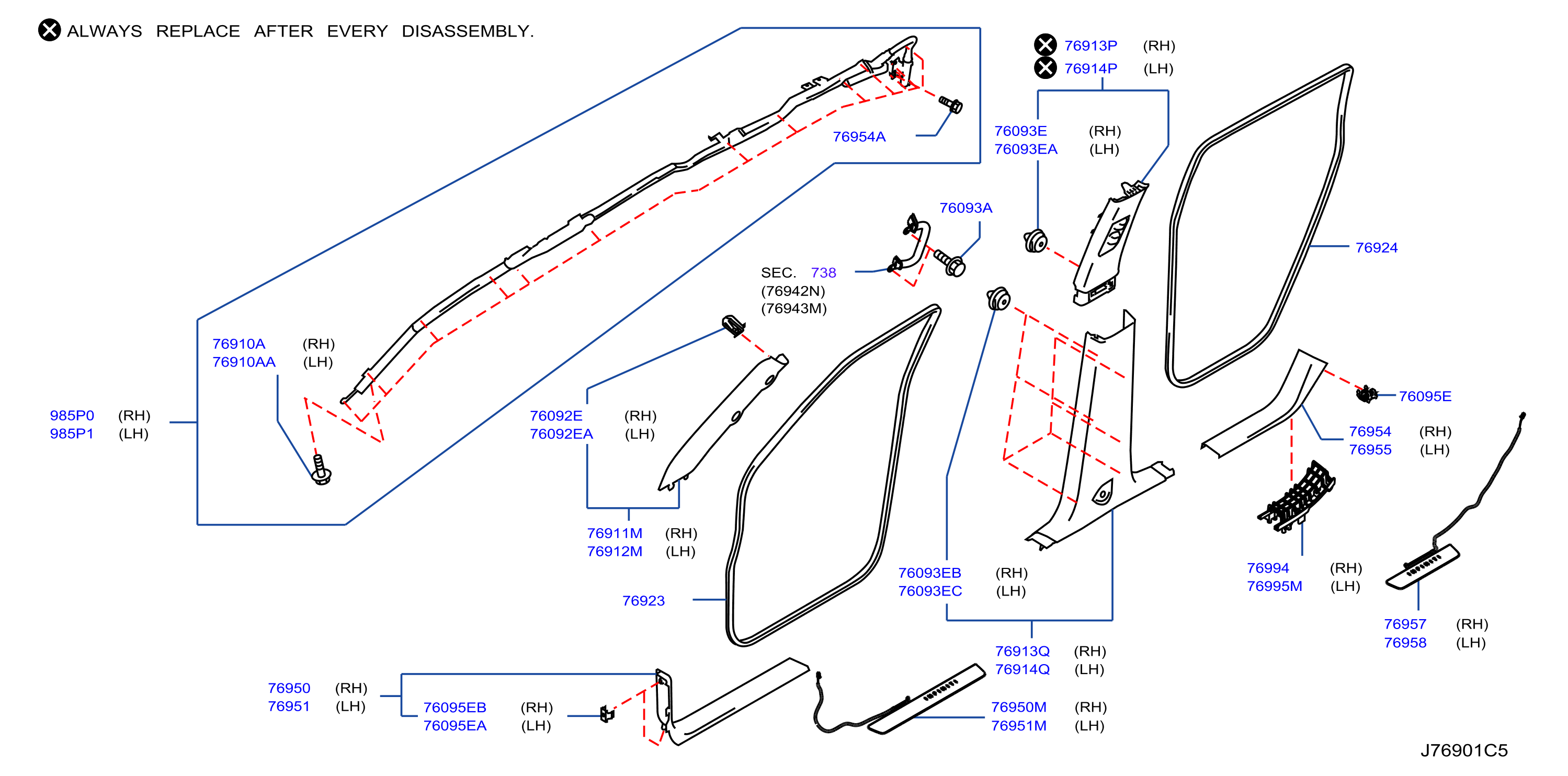 Diagram GUARNICIÓN LATERAL DE LA CARROCERÍA for your 2018 INFINITI QX56   