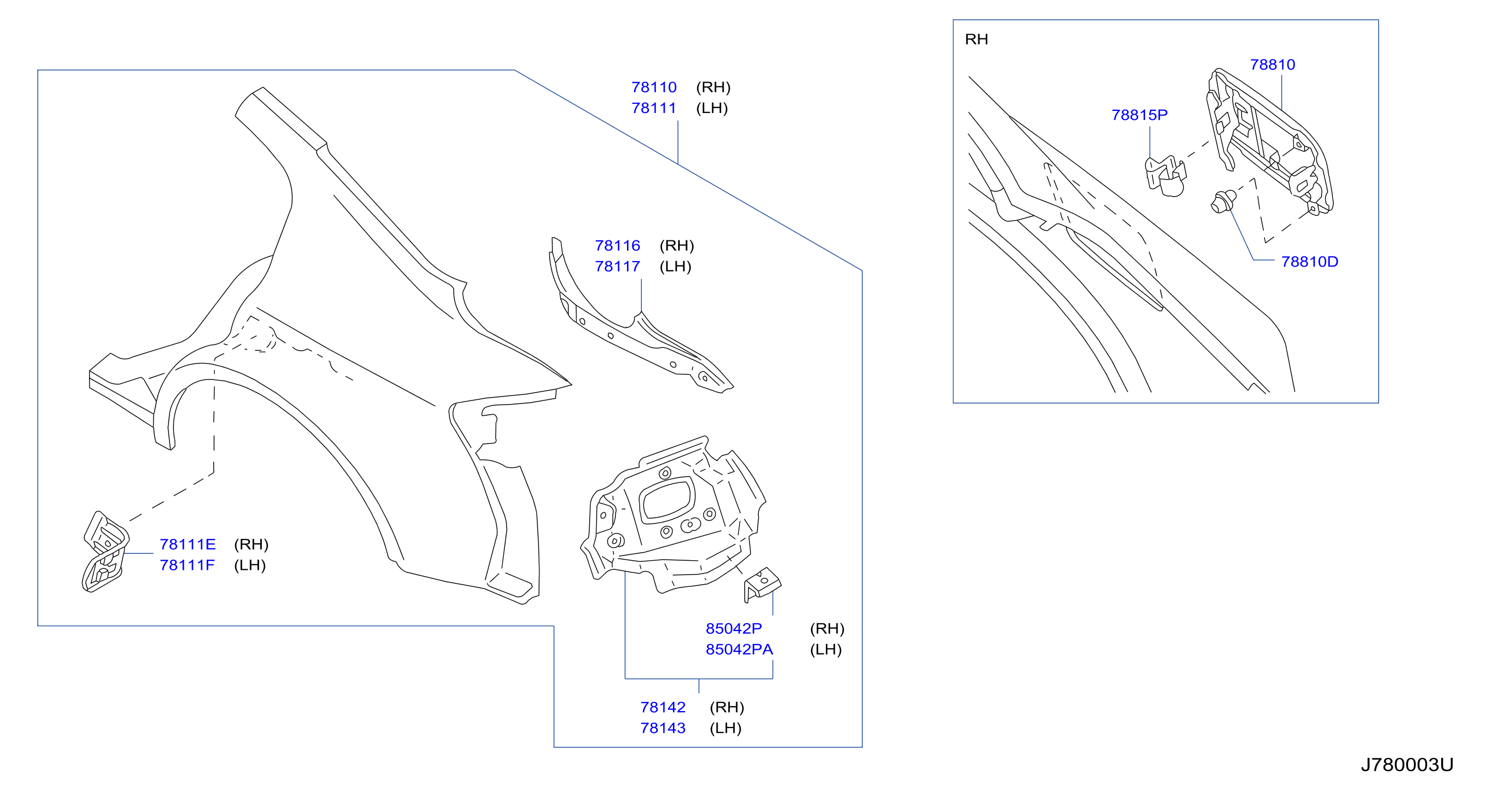 Diagram REAR FENDER & FITTING for your 2004 INFINITI G35   
