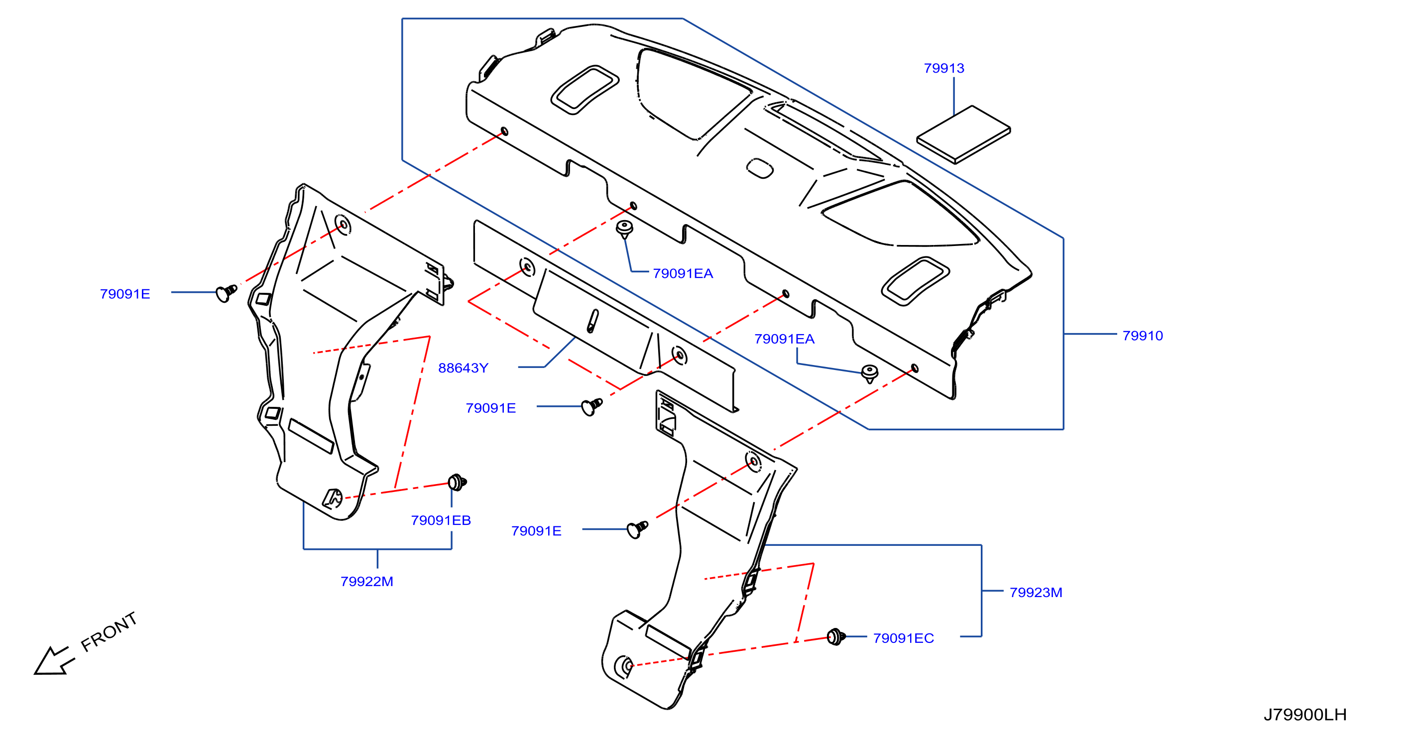 Diagram REAR & BACK PANEL TRIMMING for your 2008 INFINITI Q60   