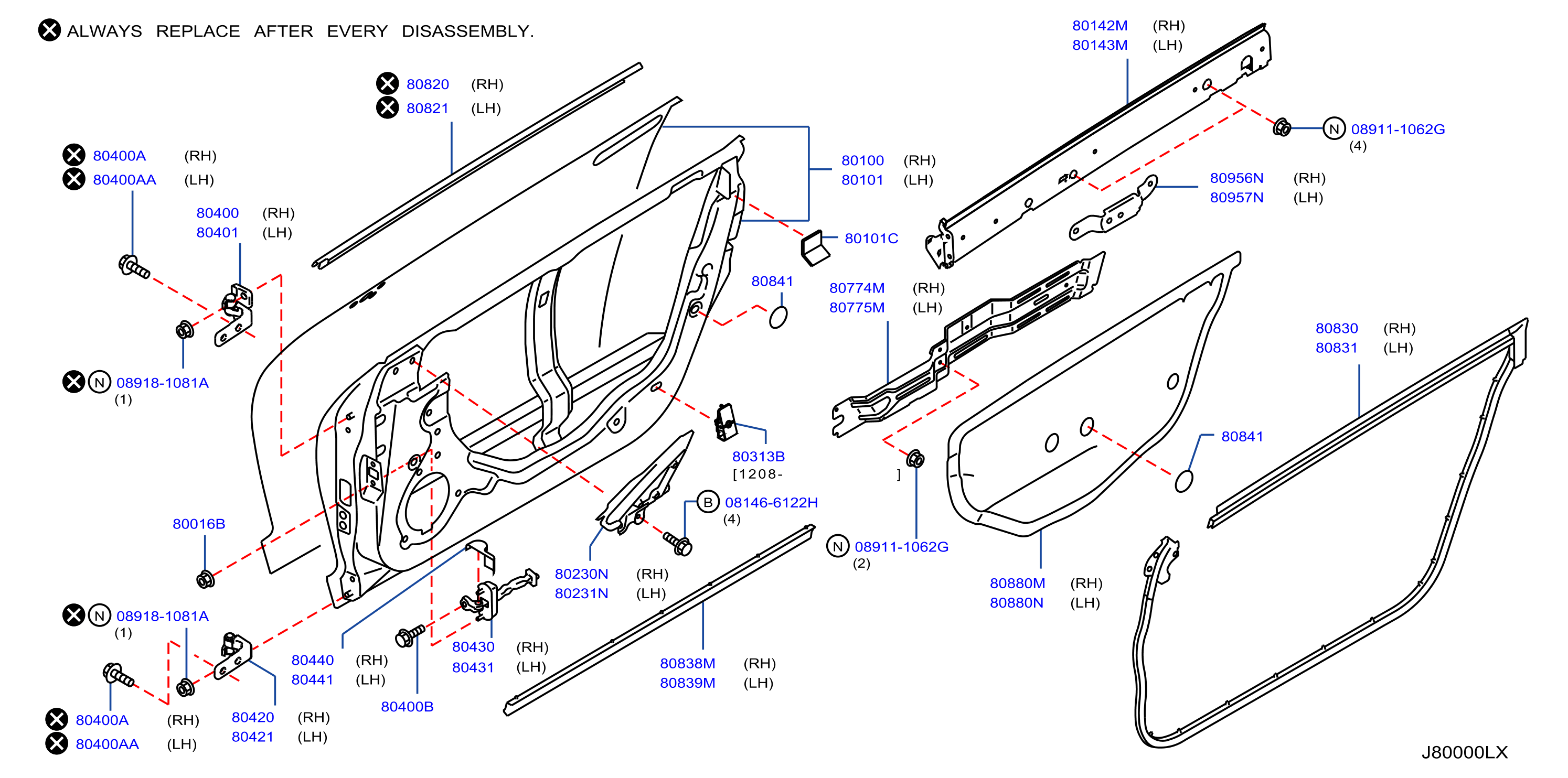 Diagram FRONT DOOR PANEL & FITTING for your 2014 Nissan Versa Note   