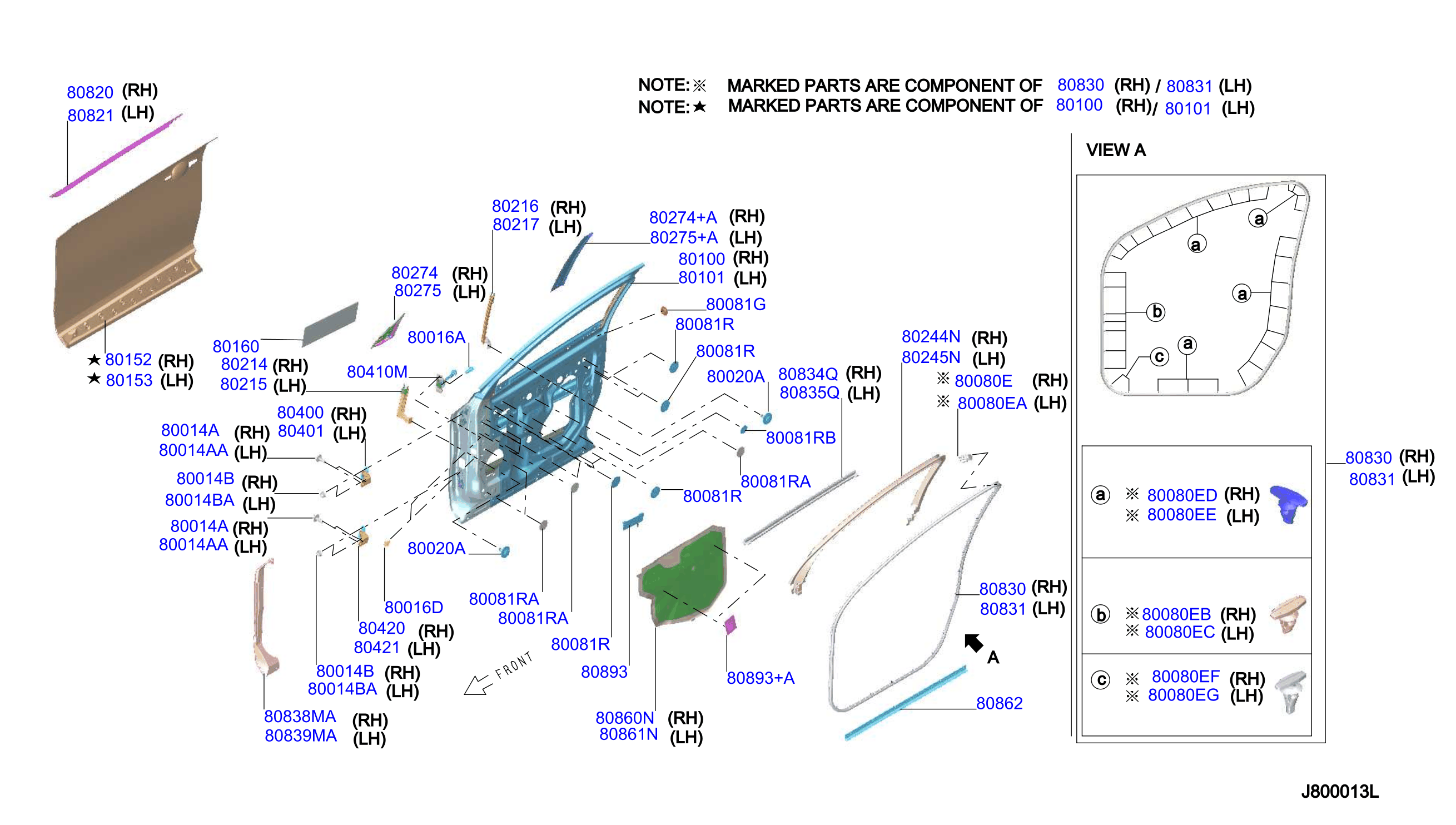 Diagram PANEL PUERTA DELANDERA Y PARTES FIJACIÓN for your 2019 Nissan NVP   