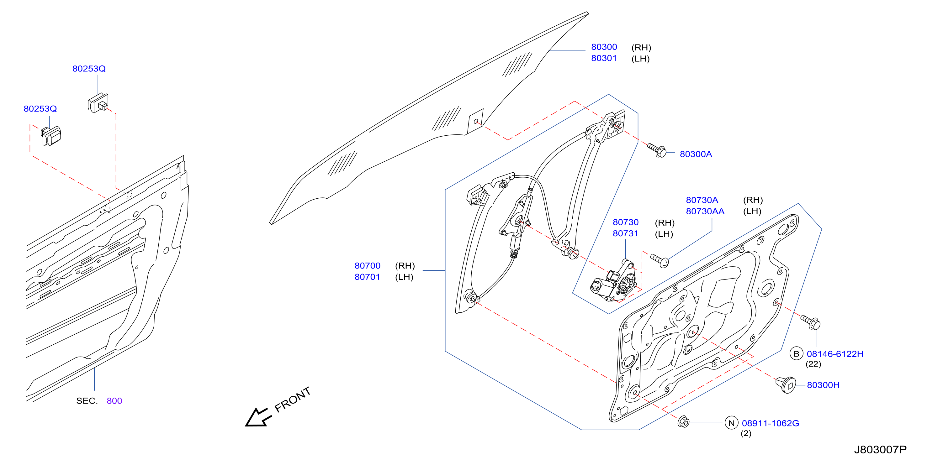 Diagram FRONT DOOR WINDOW & REGULATOR for your INFINITI G37X  