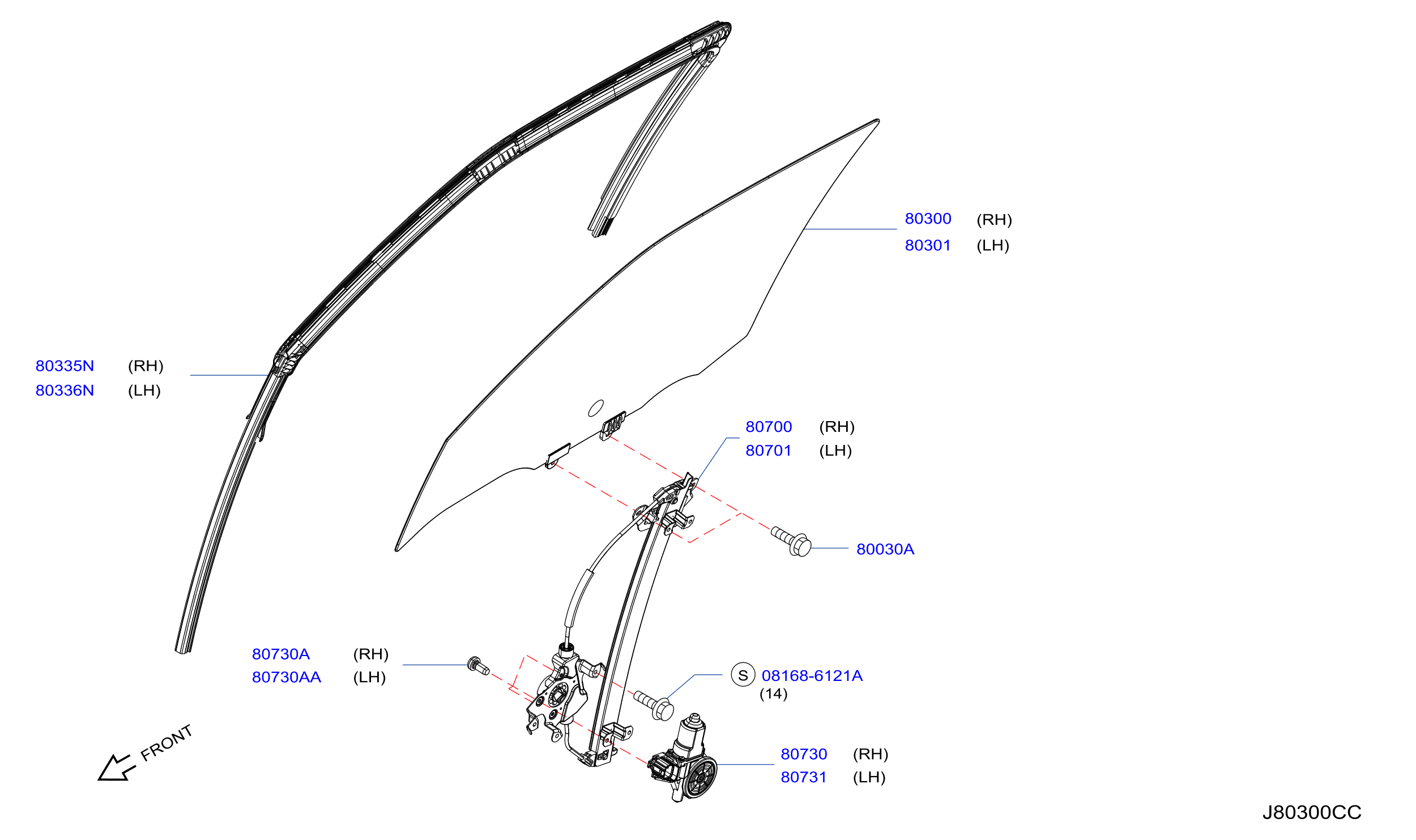Diagram FRONT DOOR WINDOW & REGULATOR for your 2003 Nissan Sentra   