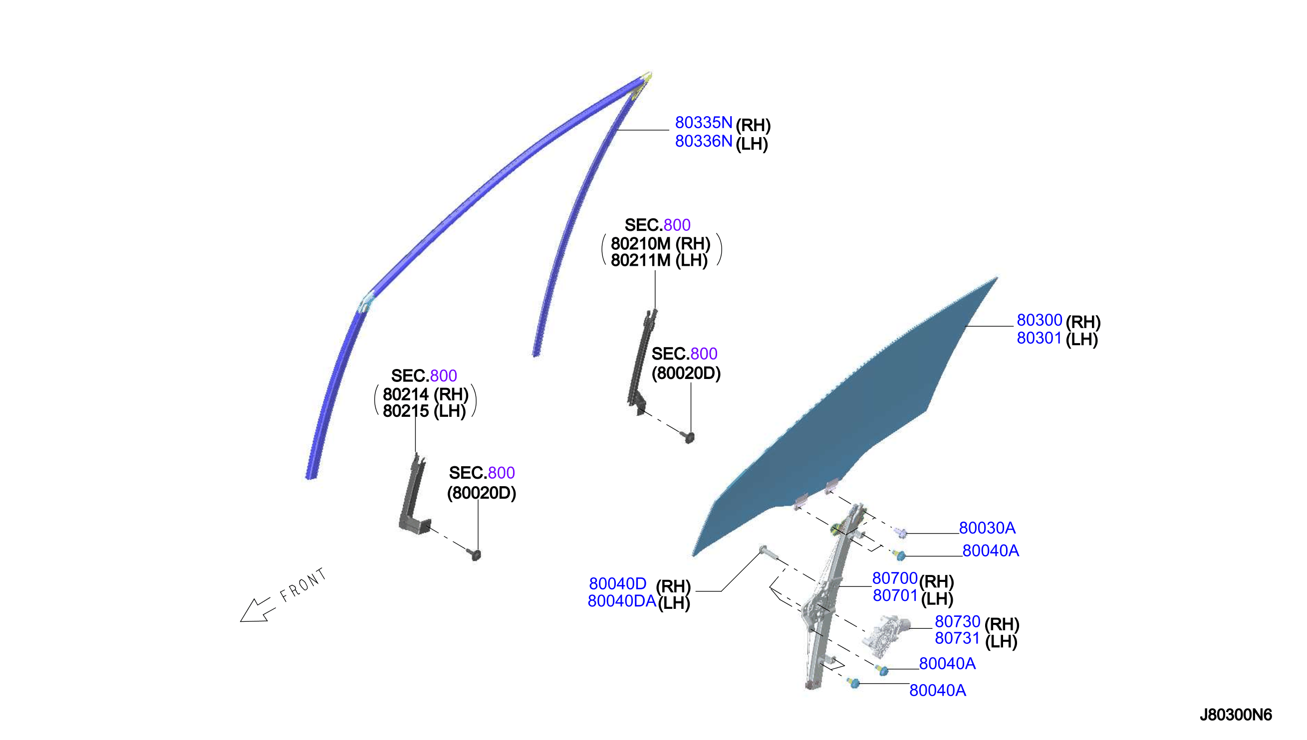 Diagram VENTANILLA PUERTA DELANTERA Y REGULADOR for your 2000 Nissan Sentra   