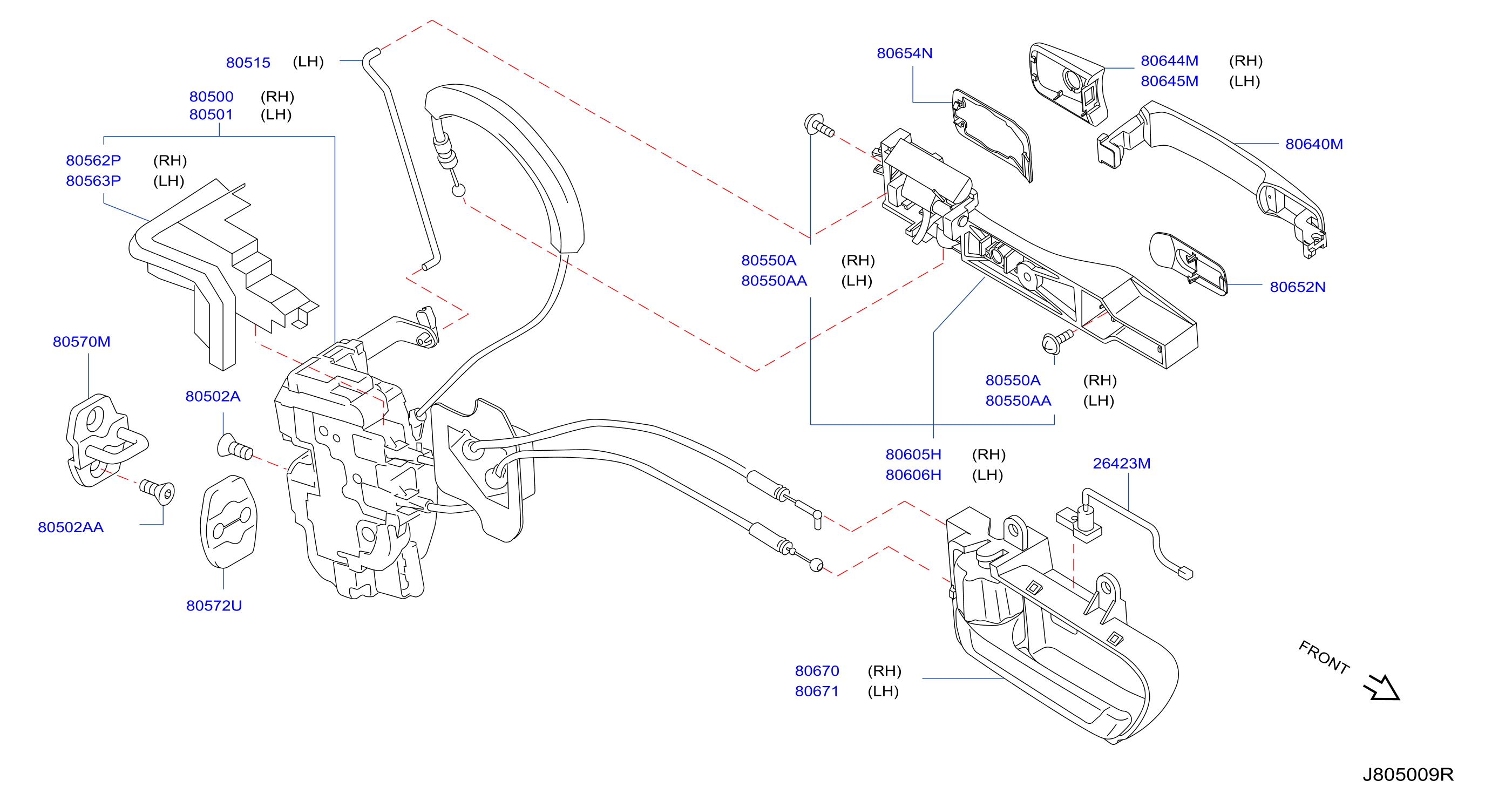 Diagram CERRADURA PUERTA DELANTERA Y MANILLA for your INFINITI