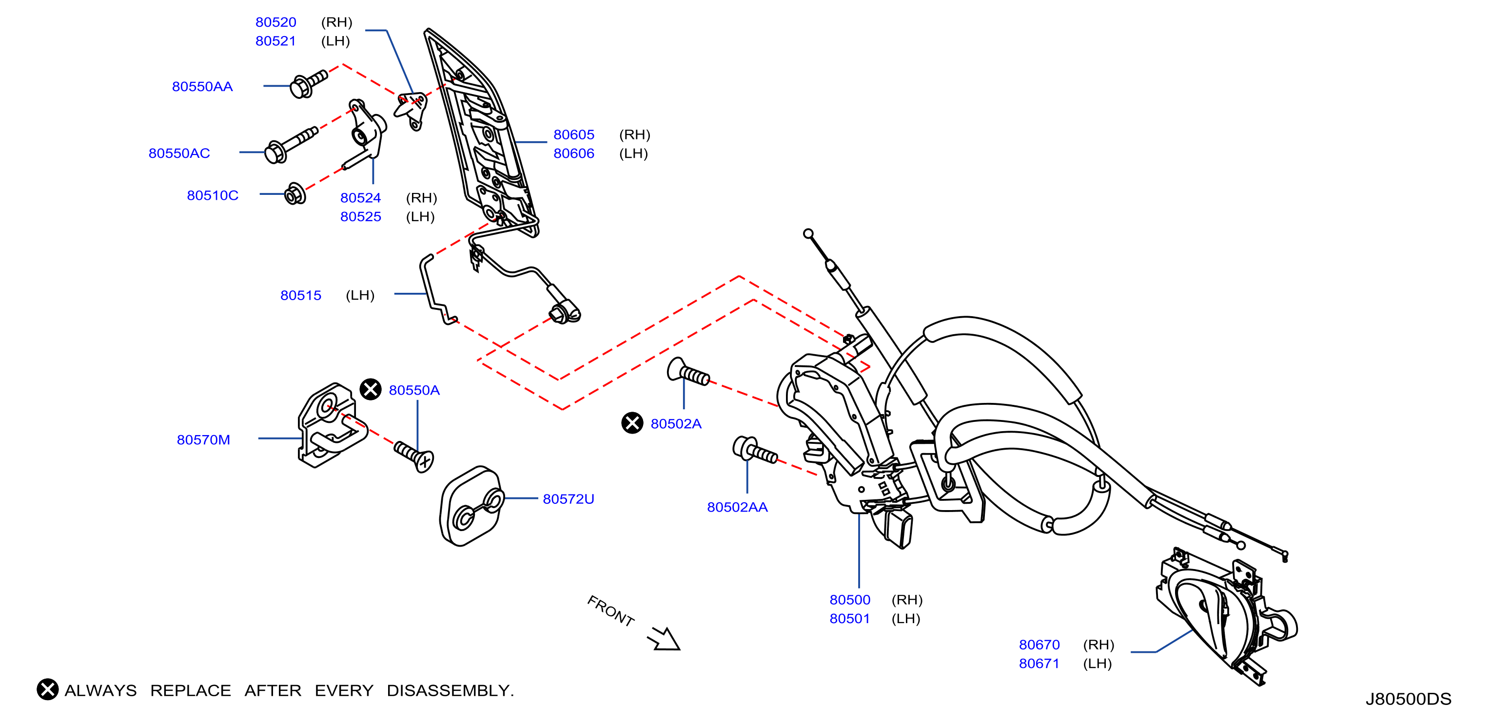 Diagram FRONT DOOR LOCK & HANDLE for your 1989 Nissan Sentra   