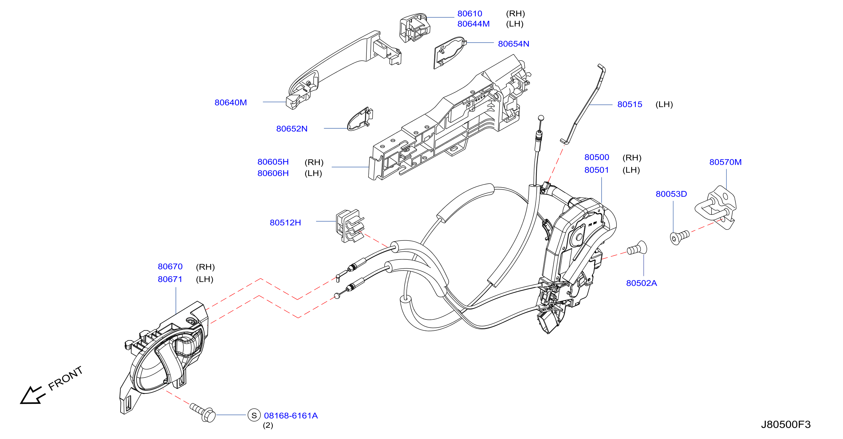 Diagram FRONT DOOR LOCK & HANDLE for your Nissan Juke BASE 