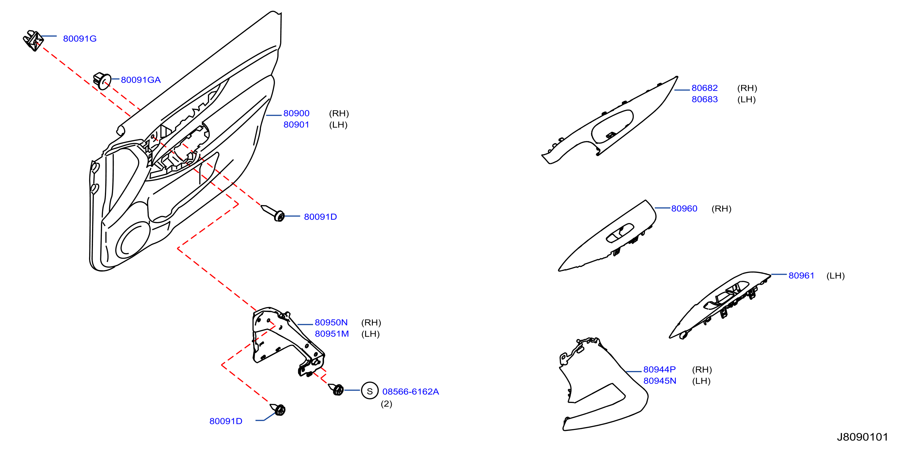 Diagram FRONT DOOR TRIMMING for your Nissan