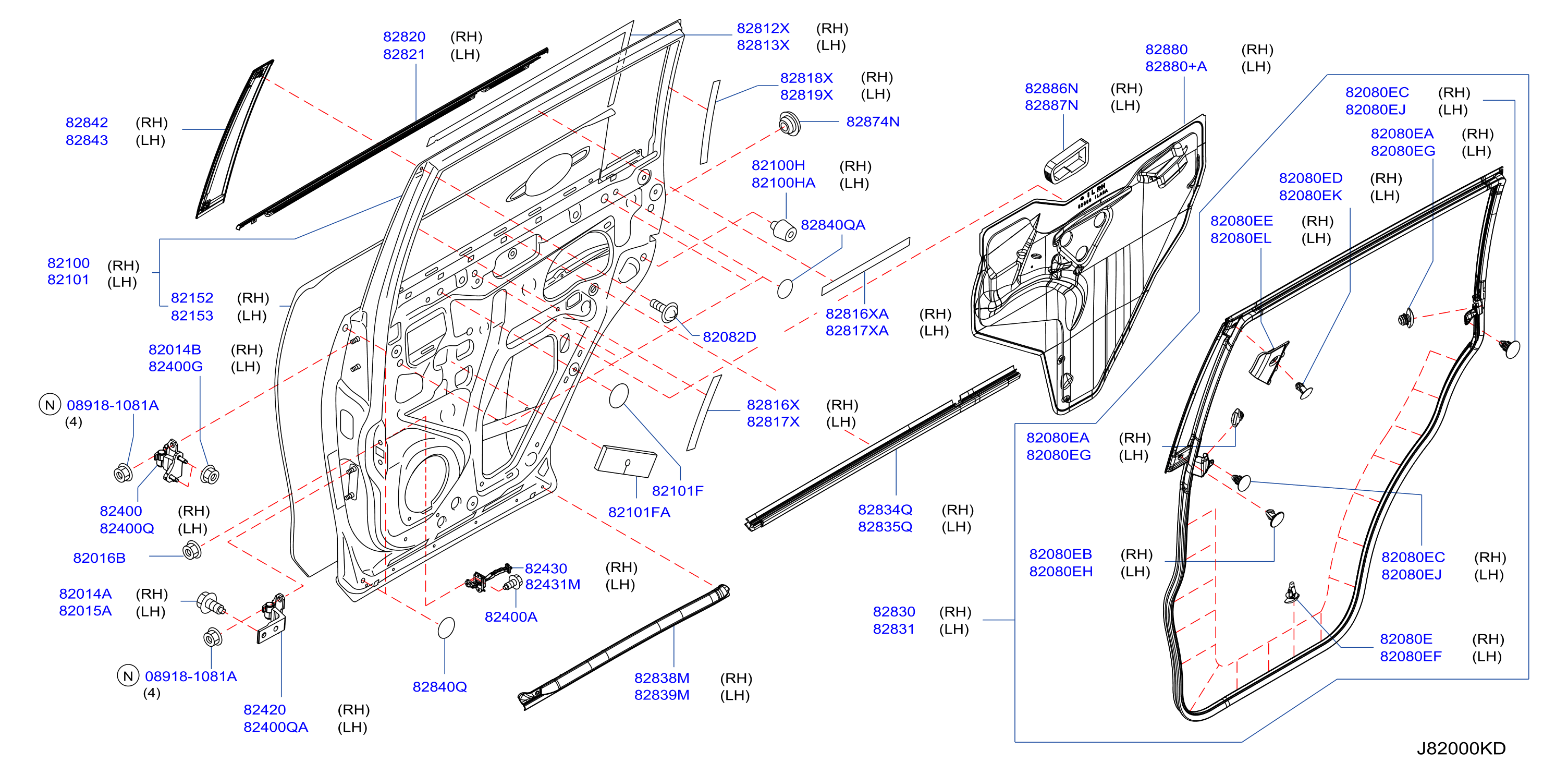Diagram REAR DOOR PANEL & FITTING for your 2005 INFINITI QX56   
