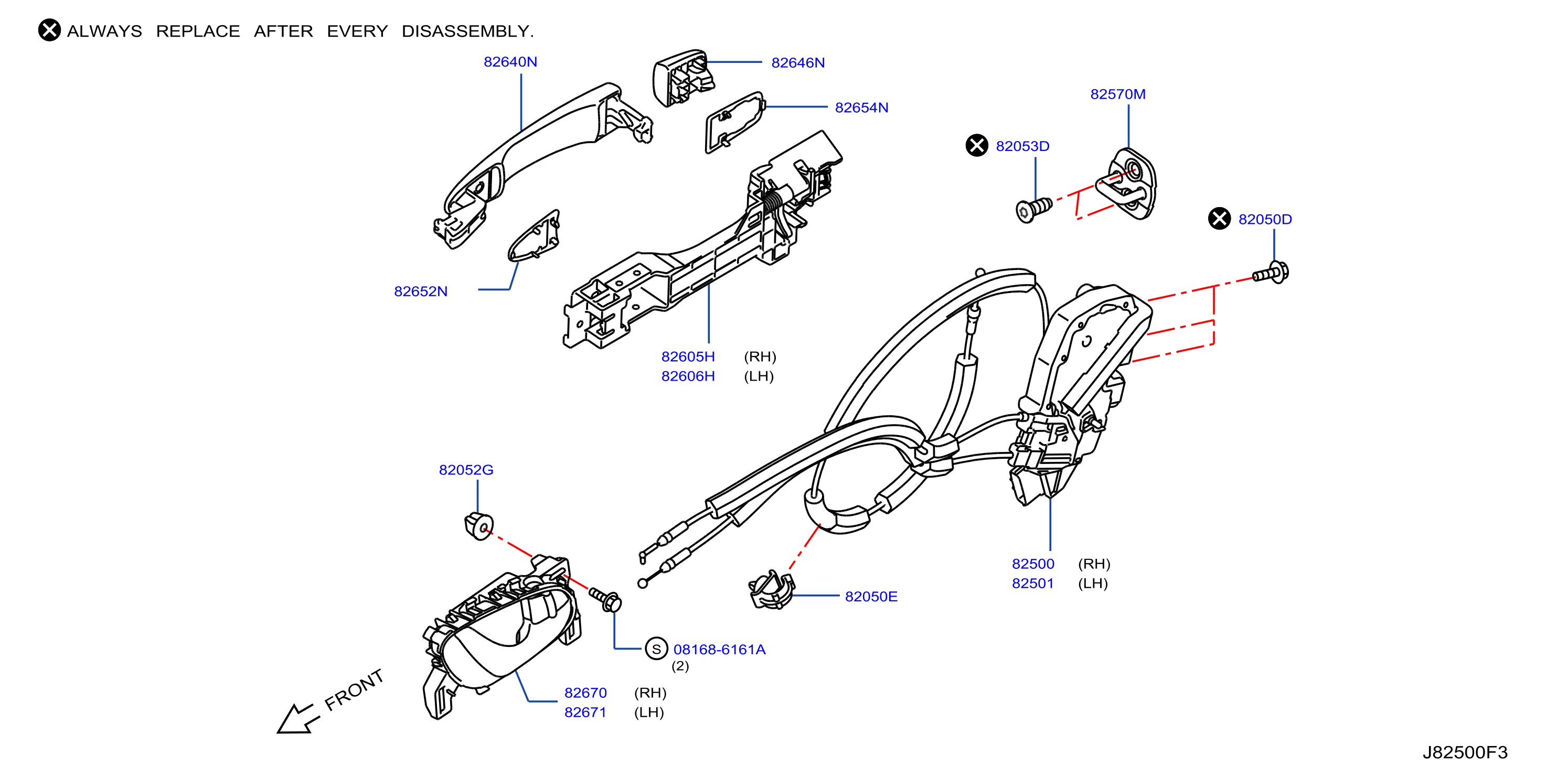 Diagram REAR DOOR LOCK & HANDLE for your 2023 Nissan Kicks S 1.6L CVT FWD 