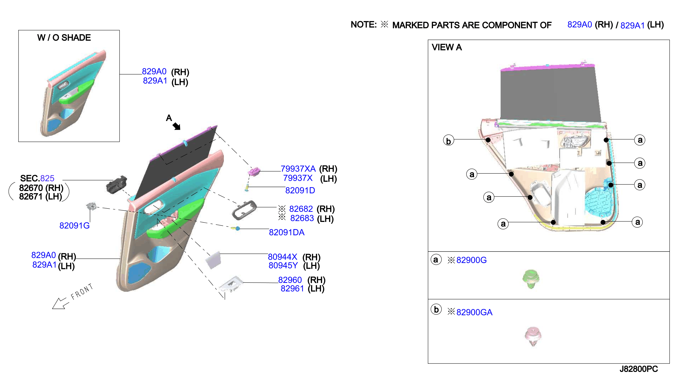 2021 Nissan Rogue Door Interior Trim Panel (Right, Rear) - 829A0