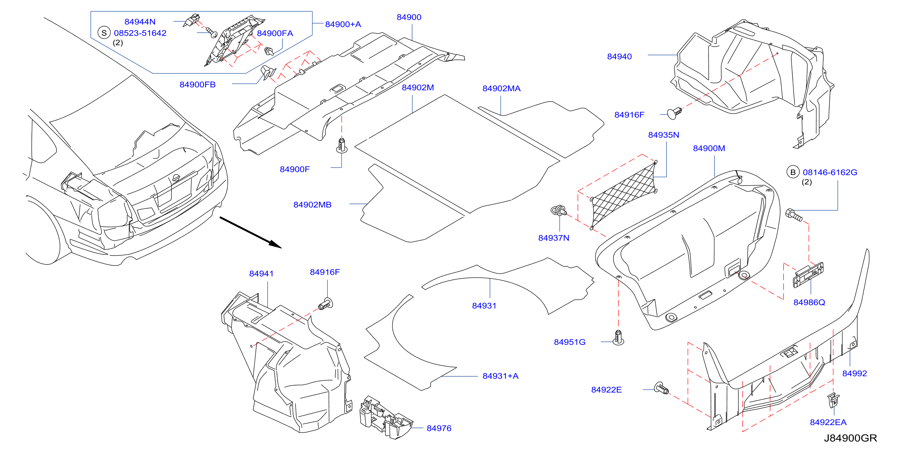 Diagram TRUNK & LUGGAGE ROOM TRIMMING for your INFINITI M35  SEDAN LUXURY