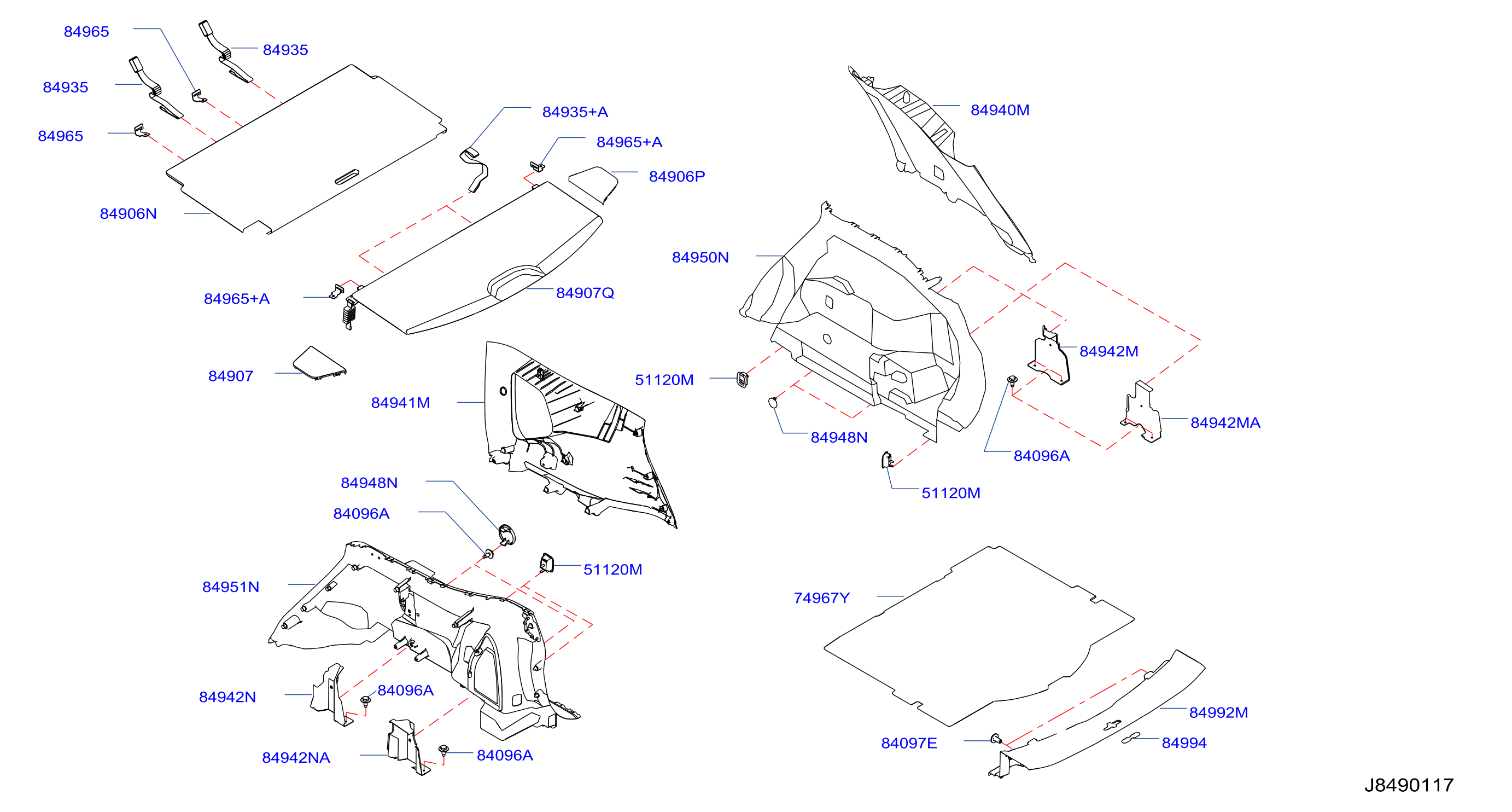 Diagram GUARNICIÓN MALETERO Y COMPARTI EQUIPAJES for your 2017 Nissan Rogue SL/PREM 2ROW Hybrid 