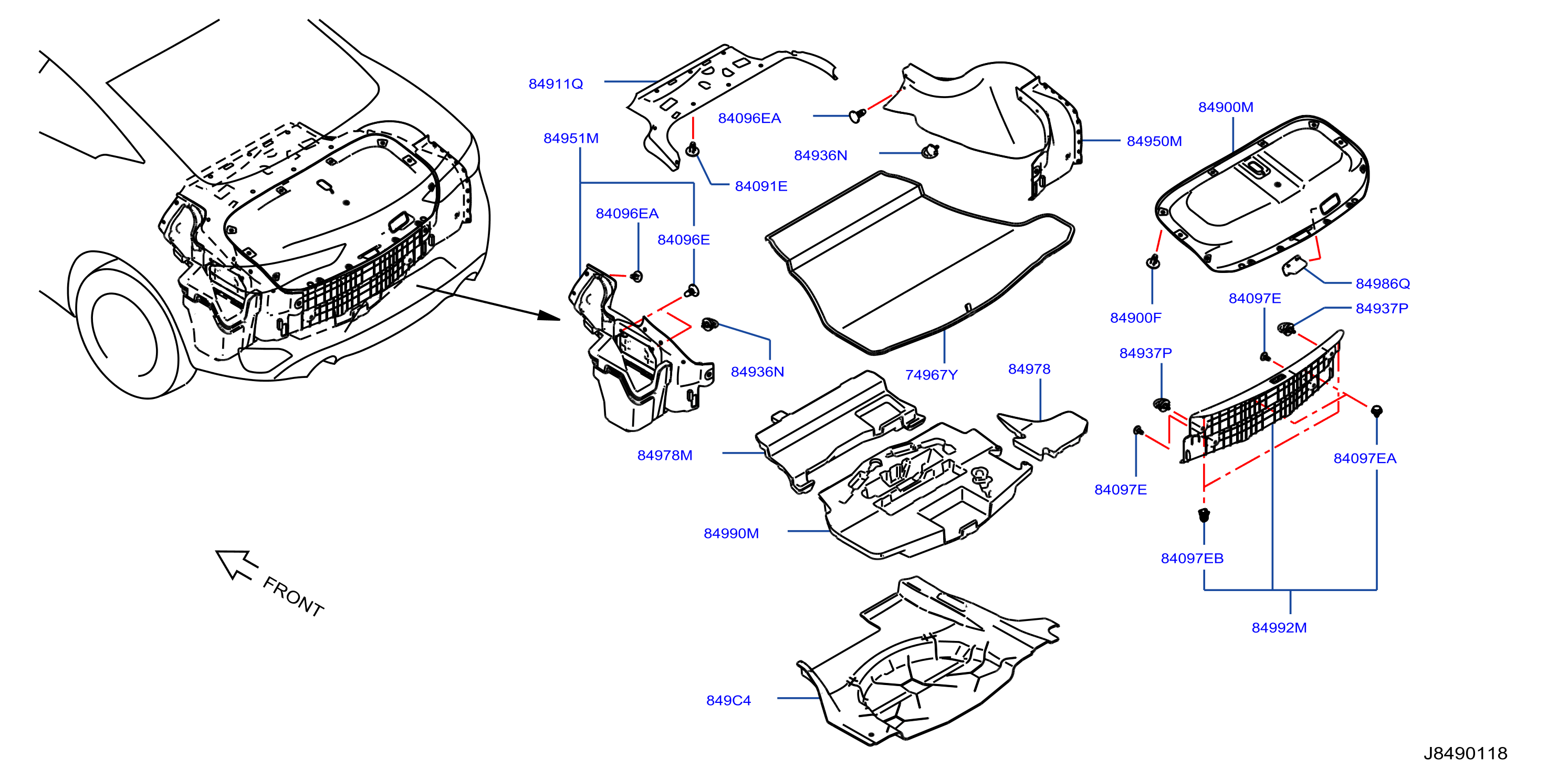 Diagram TRUNK & LUGGAGE ROOM TRIMMING for your INFINITI Q60  