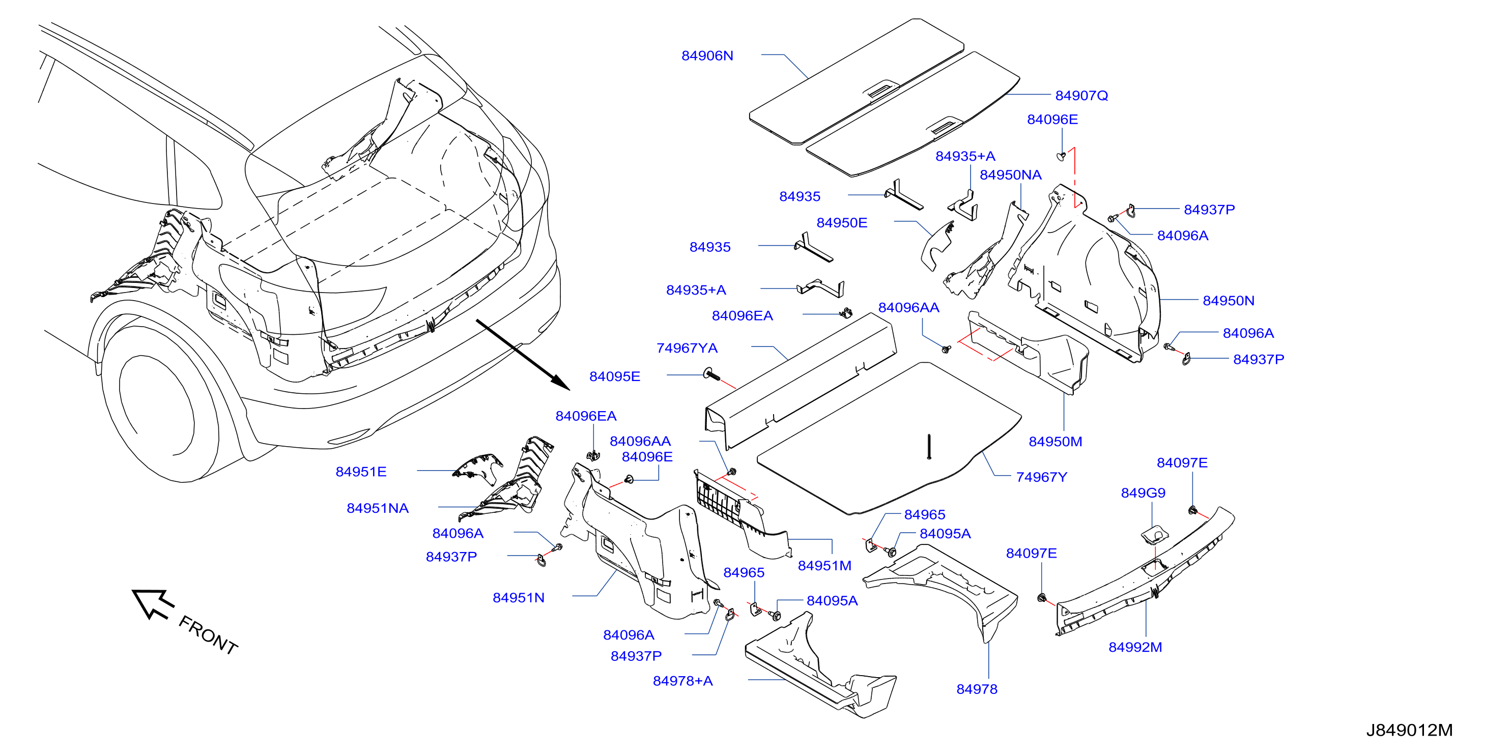 Diagram TRUNK & LUGGAGE ROOM TRIMMING for your Nissan Rogue Sport  