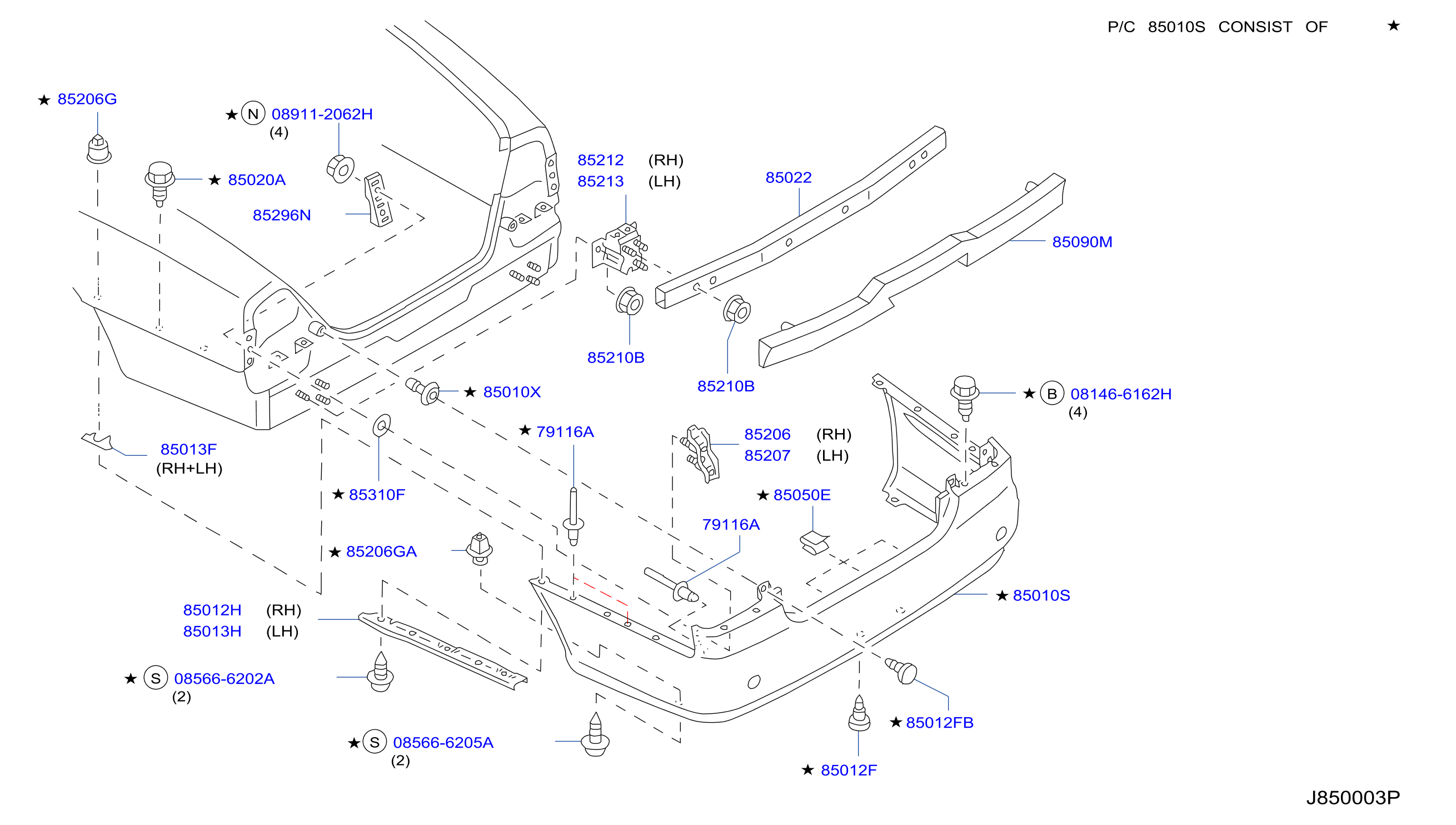 Diagram REAR BUMPER for your 2003 INFINITI Q45   