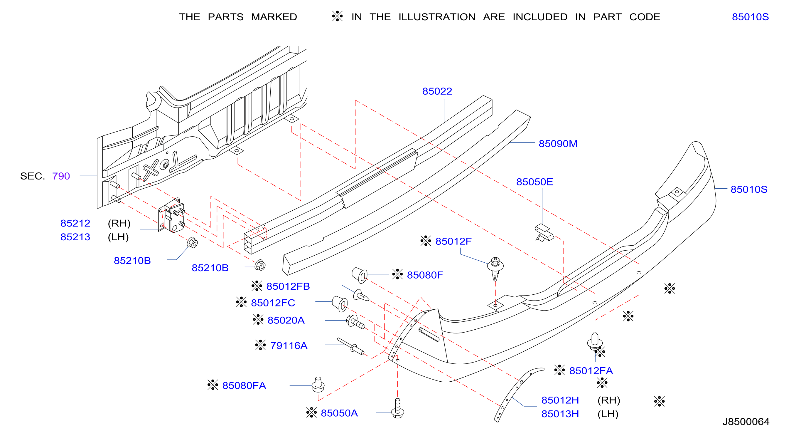 Diagram REAR BUMPER for your 2010 INFINITI QX70   