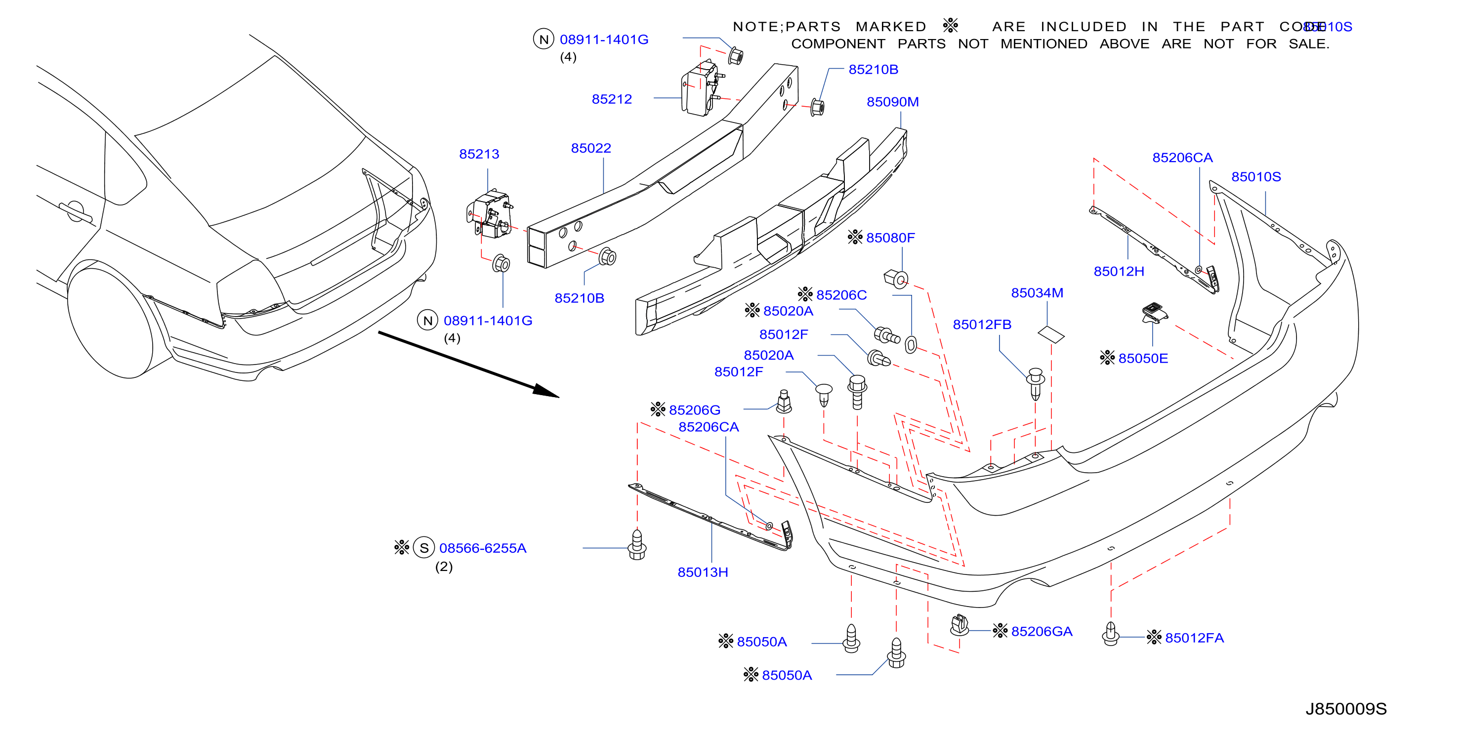 Diagram REAR BUMPER for your 2009 INFINITI FX35   