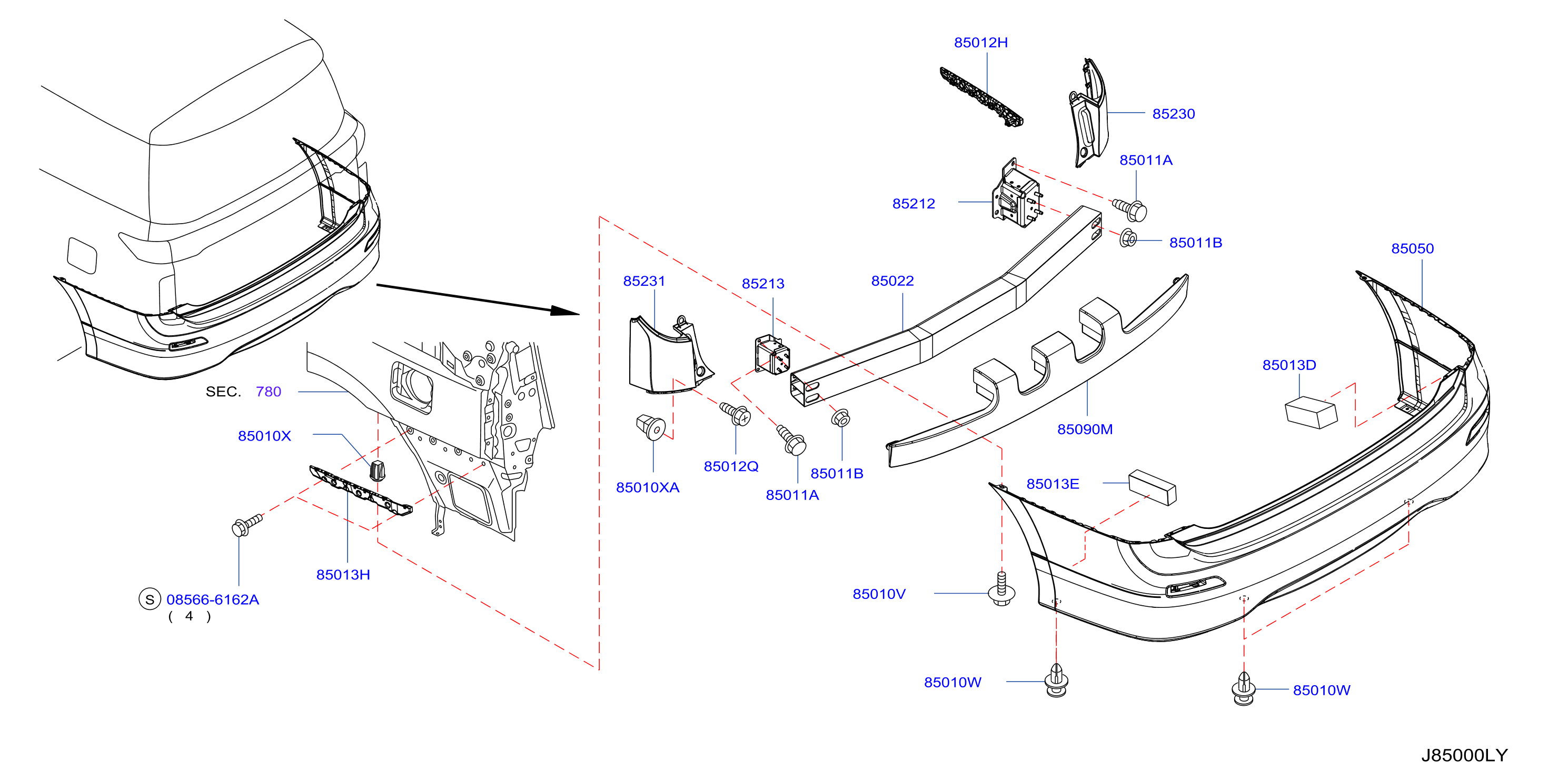 Diagram REAR BUMPER for your 2013 Nissan Frontier   