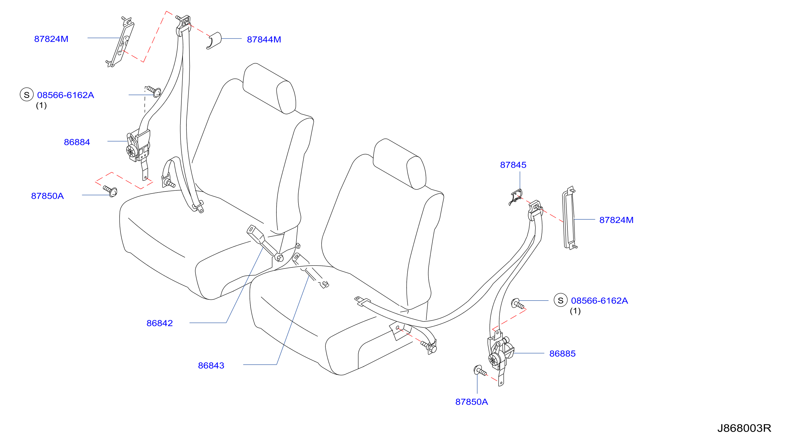Diagram FRONT SEAT BELT for your 2008 INFINITI Q60   