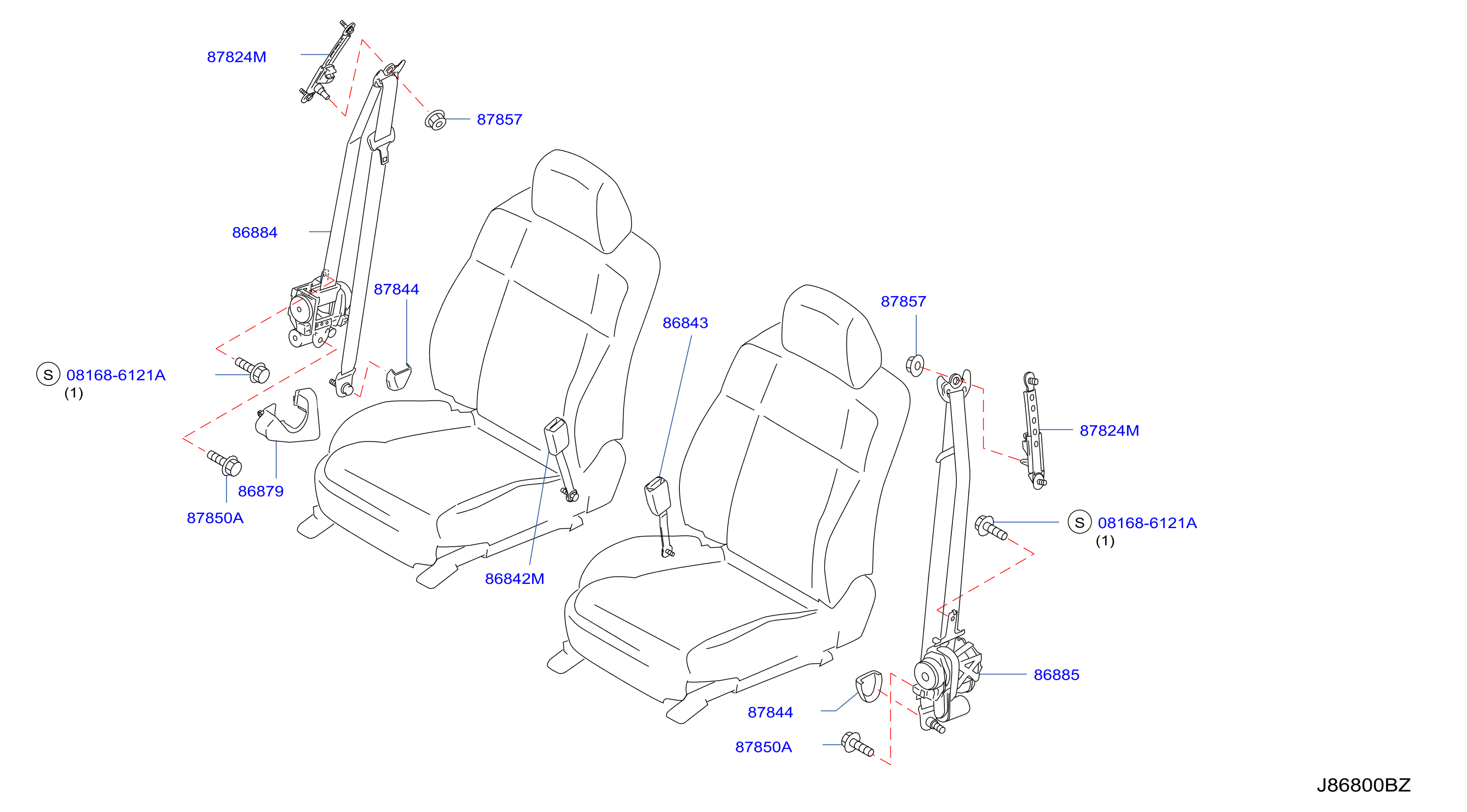 Diagram FRONT SEAT BELT for your 2008 INFINITI M35  SEDAN PREMIUM 
