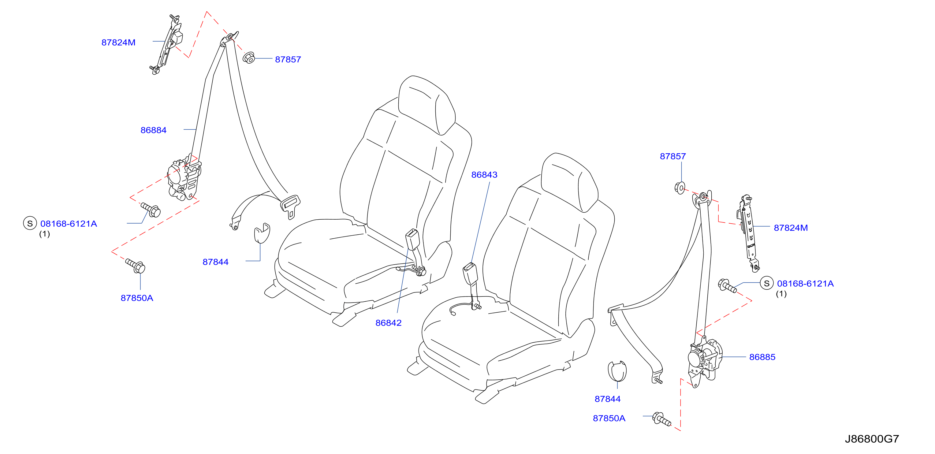 Diagram FRONT SEAT BELT for your 2008 INFINITI EX35   