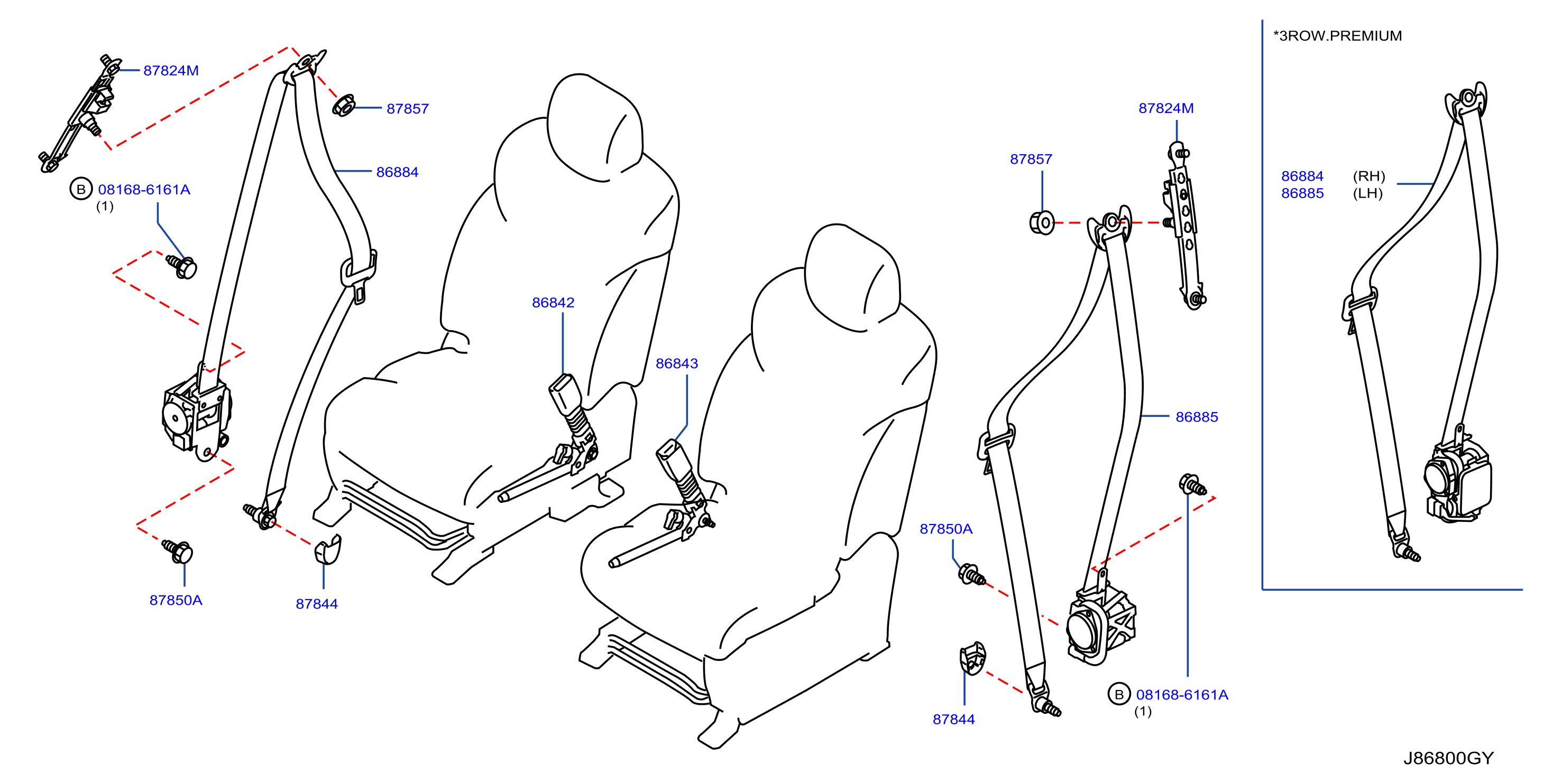 Diagram FRONT SEAT BELT for your 2008 INFINITI Q70   