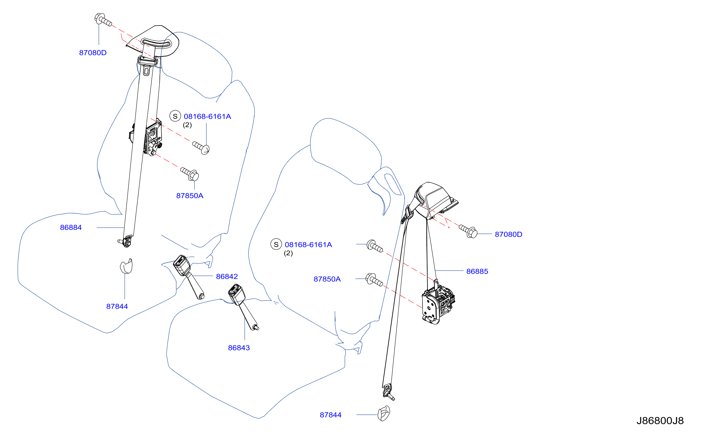 Diagram FRONT SEAT BELT for your 2006 Nissan Sentra   