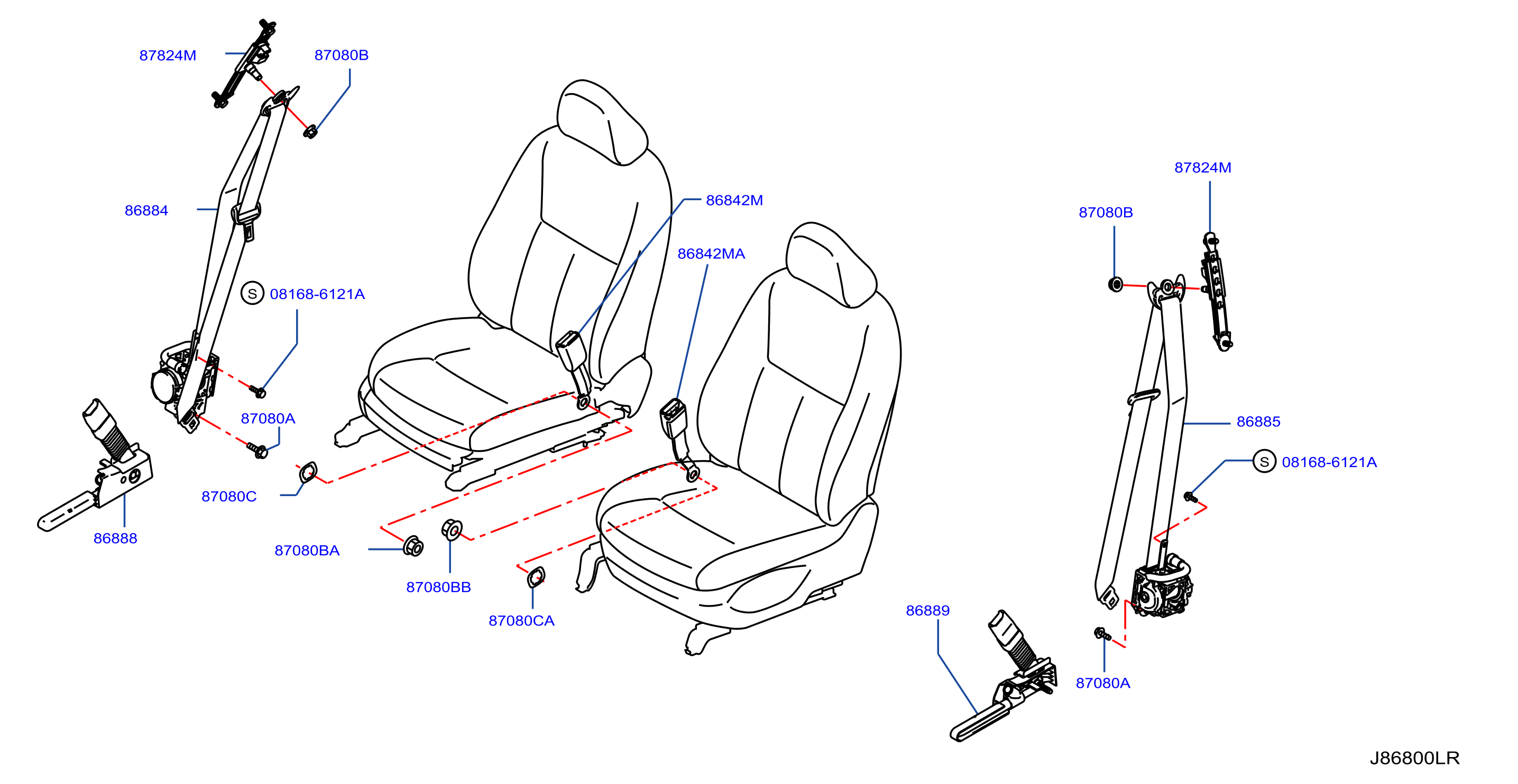 Diagram FRONT SEAT BELT for your 2013 INFINITI